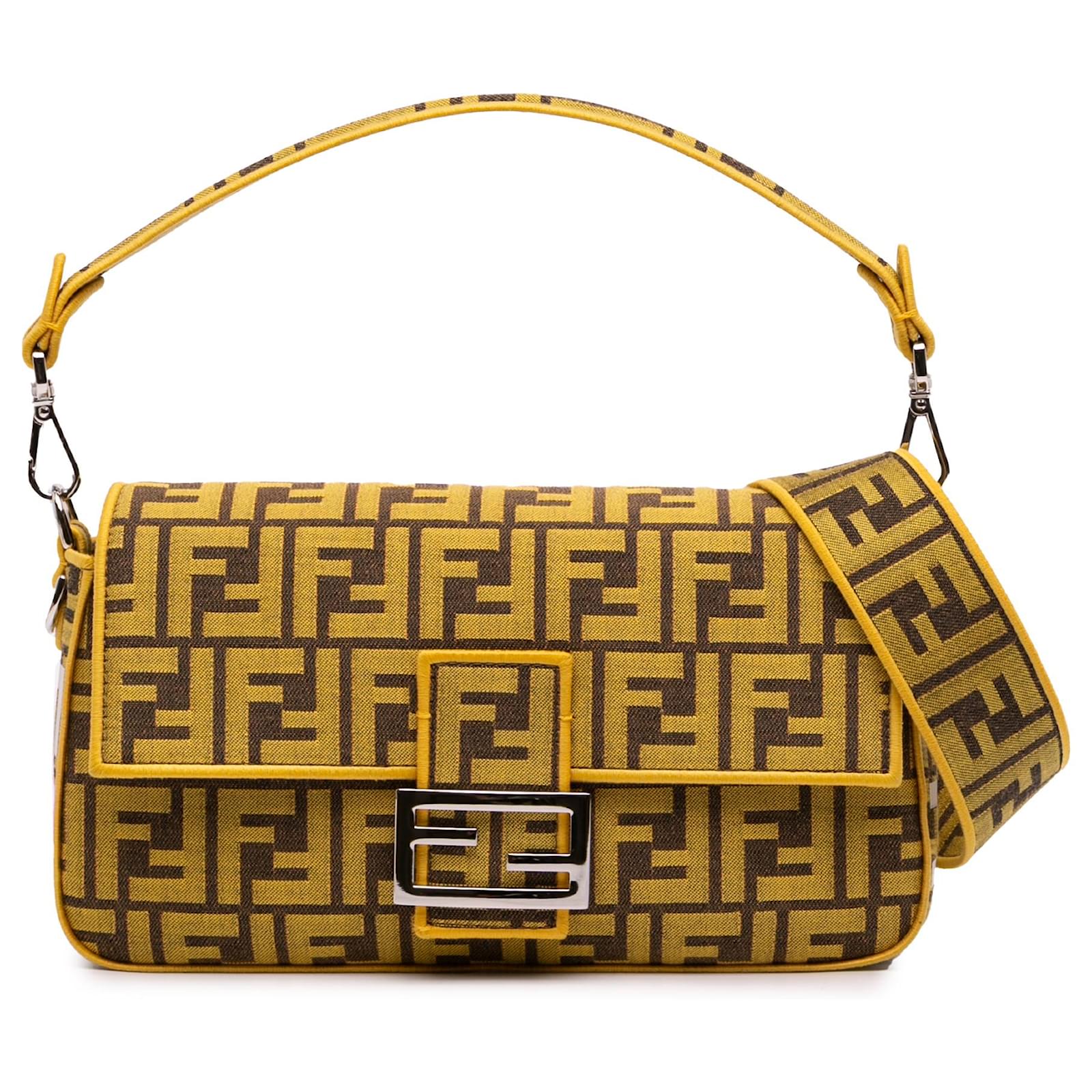 Borsa Fendi Gialla Fendi Mamma Baguette Borsa A Tracolla Gialla