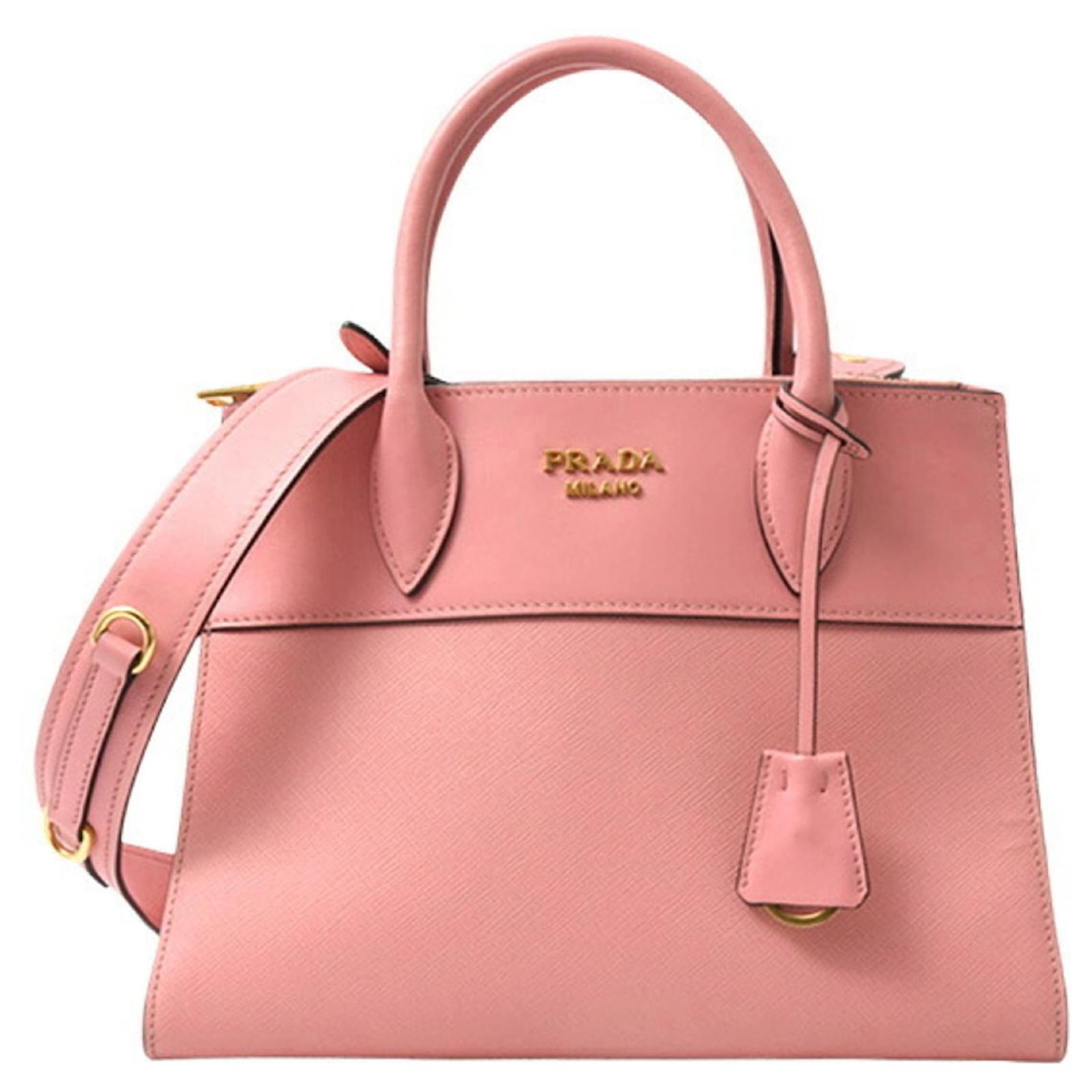 Bolso de hombro de cuero Saffiano para mujer de Prada Rosa ref