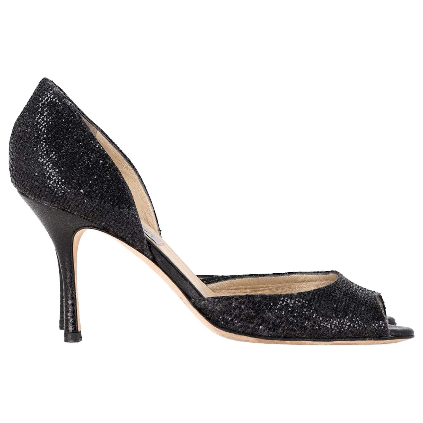 Escarpins D'Orsay Peep Toe Jimmy Choo en paillettes noires ref