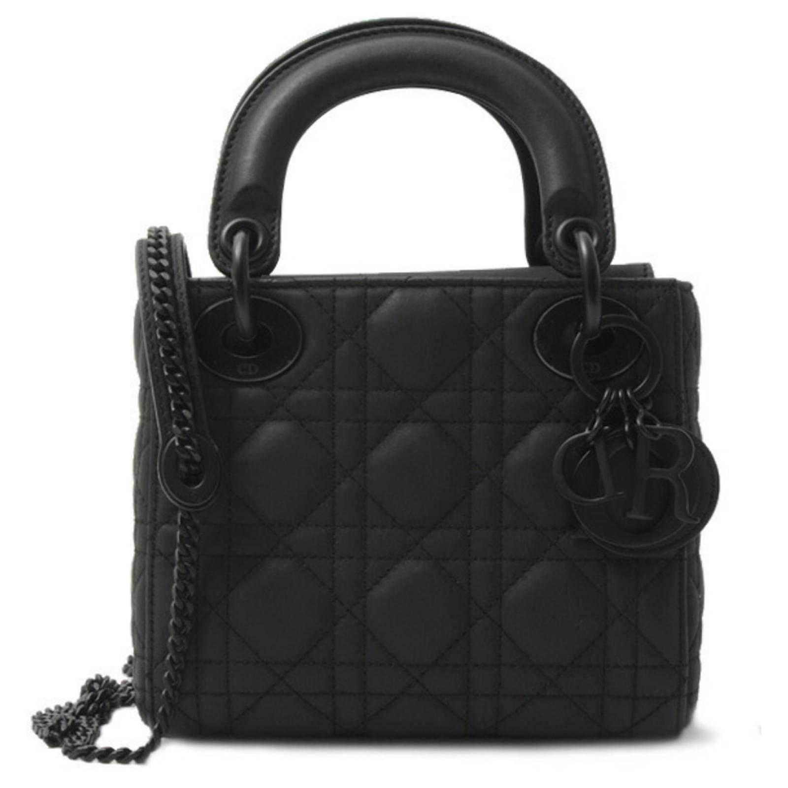 Christian Dior Lady Dior Medium Handbag Black Leather ref