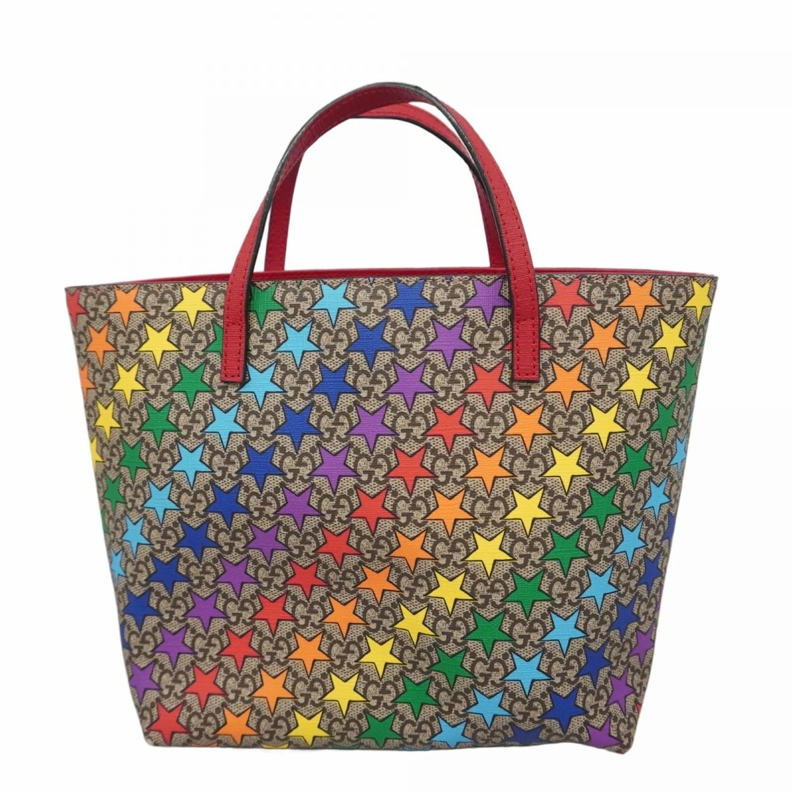 Gucci Tote Bag GG Supreme Rainbow Star Brown Multiple colors