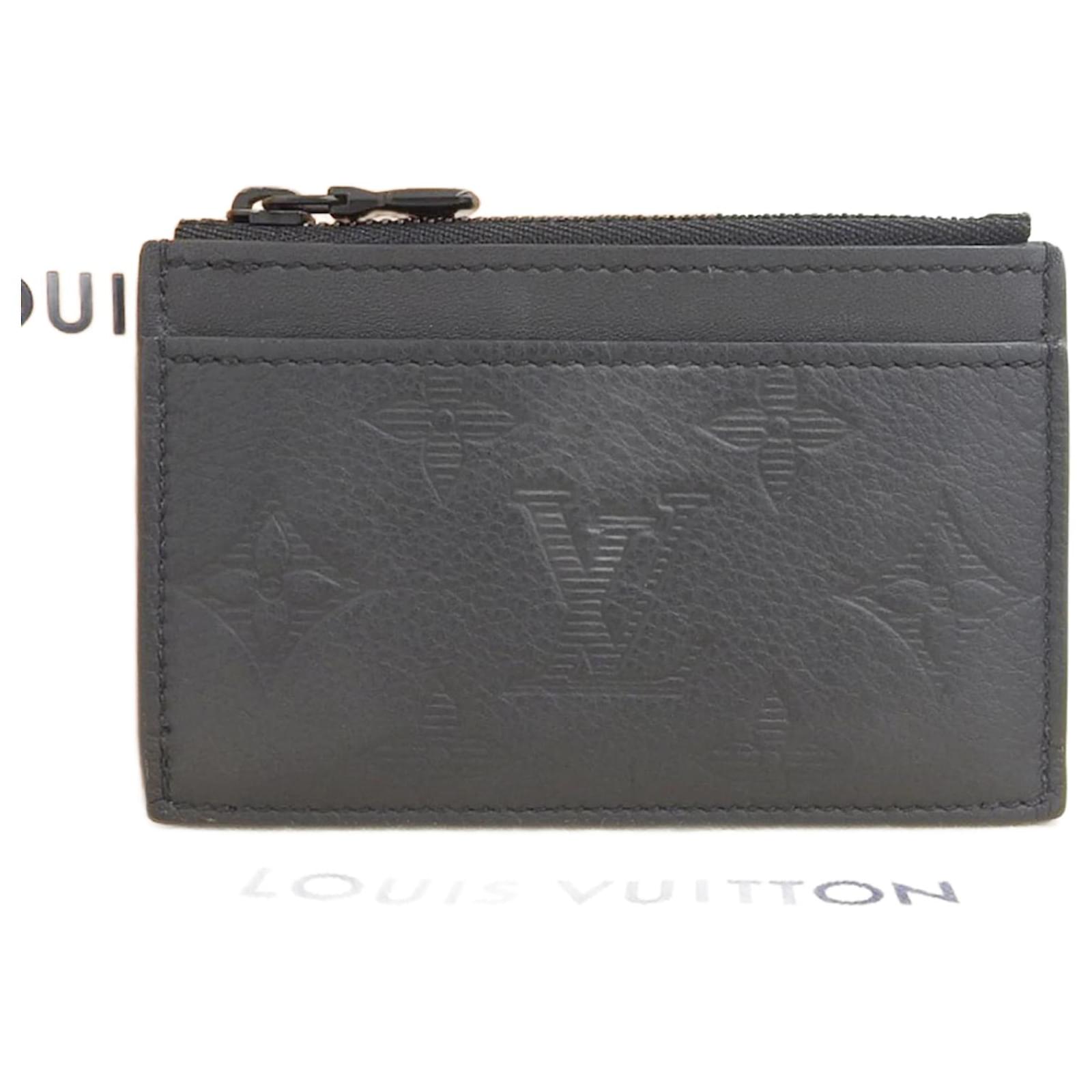 Louis Vuitton Monogram Shadow Compact Coin Card Holder Black Cloth