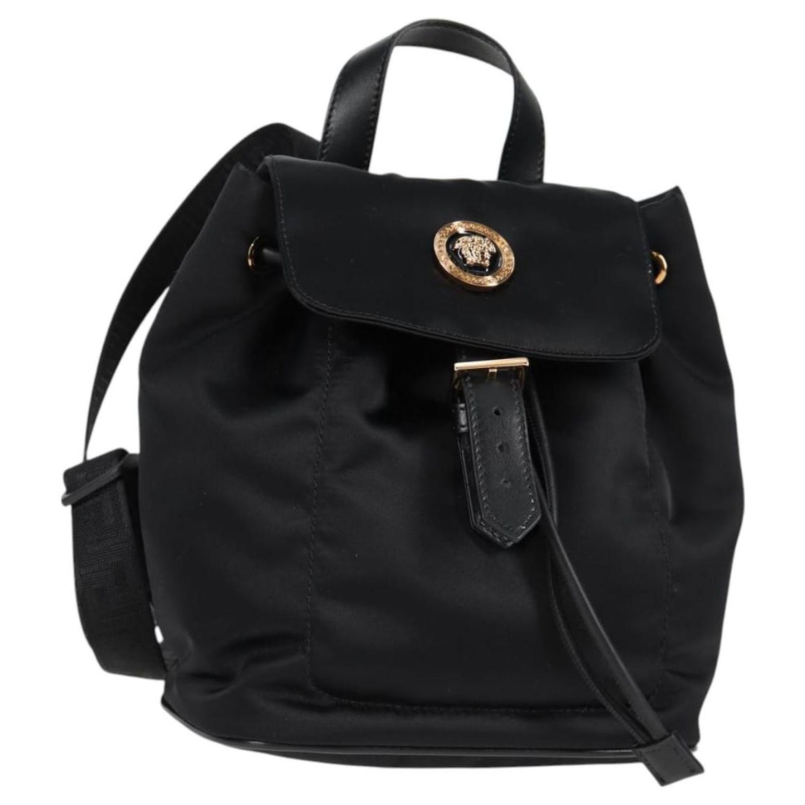 VERSACE Backpack Nylon Black Gold Auth 118733A VERSACE Backpack Nylon Black Gold Auth 118733A Golden ref  main image 3