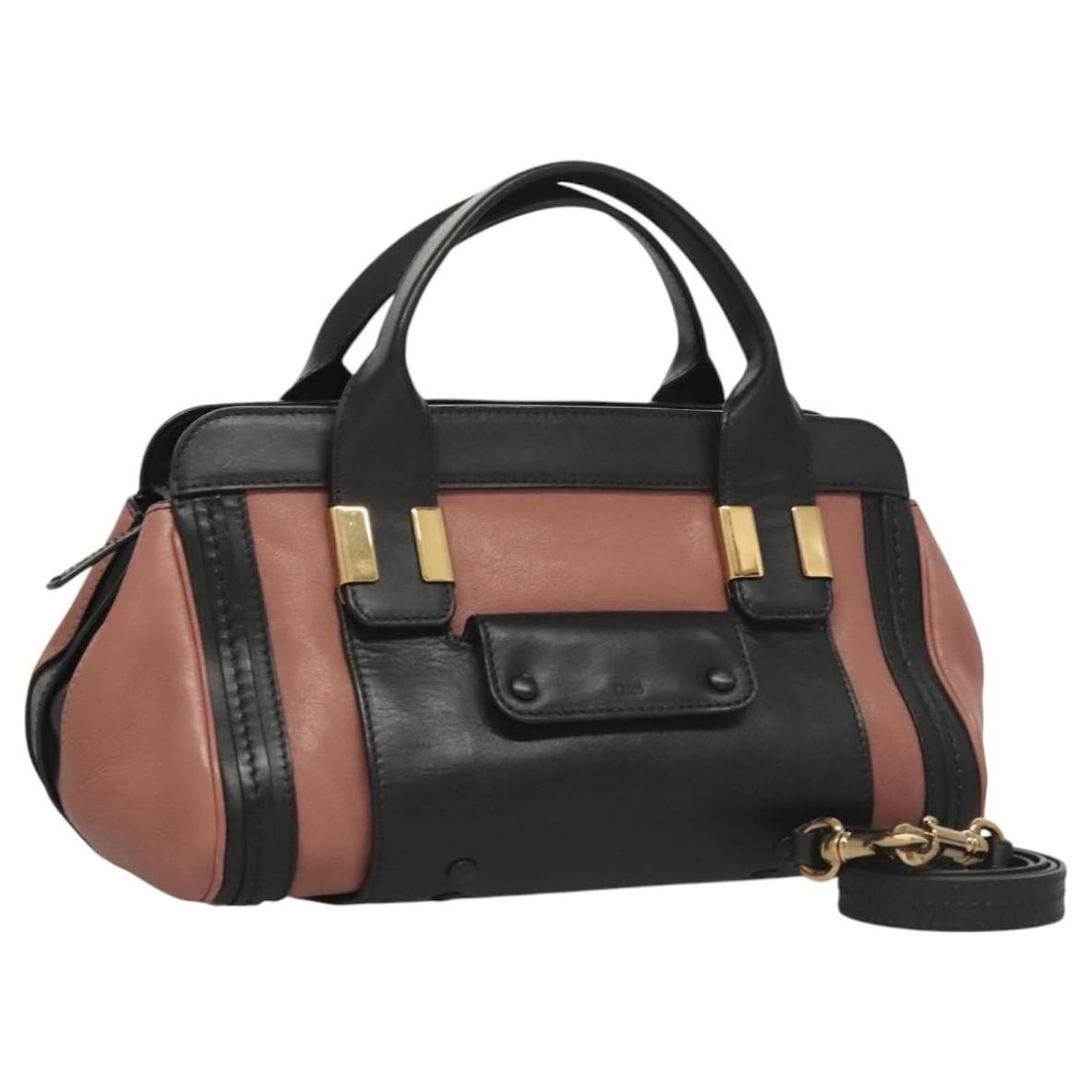 Chloe アリス ハンドバッグ Chloé Chloe Alice Hand Bag Leather 2way Pink Black gold Auth