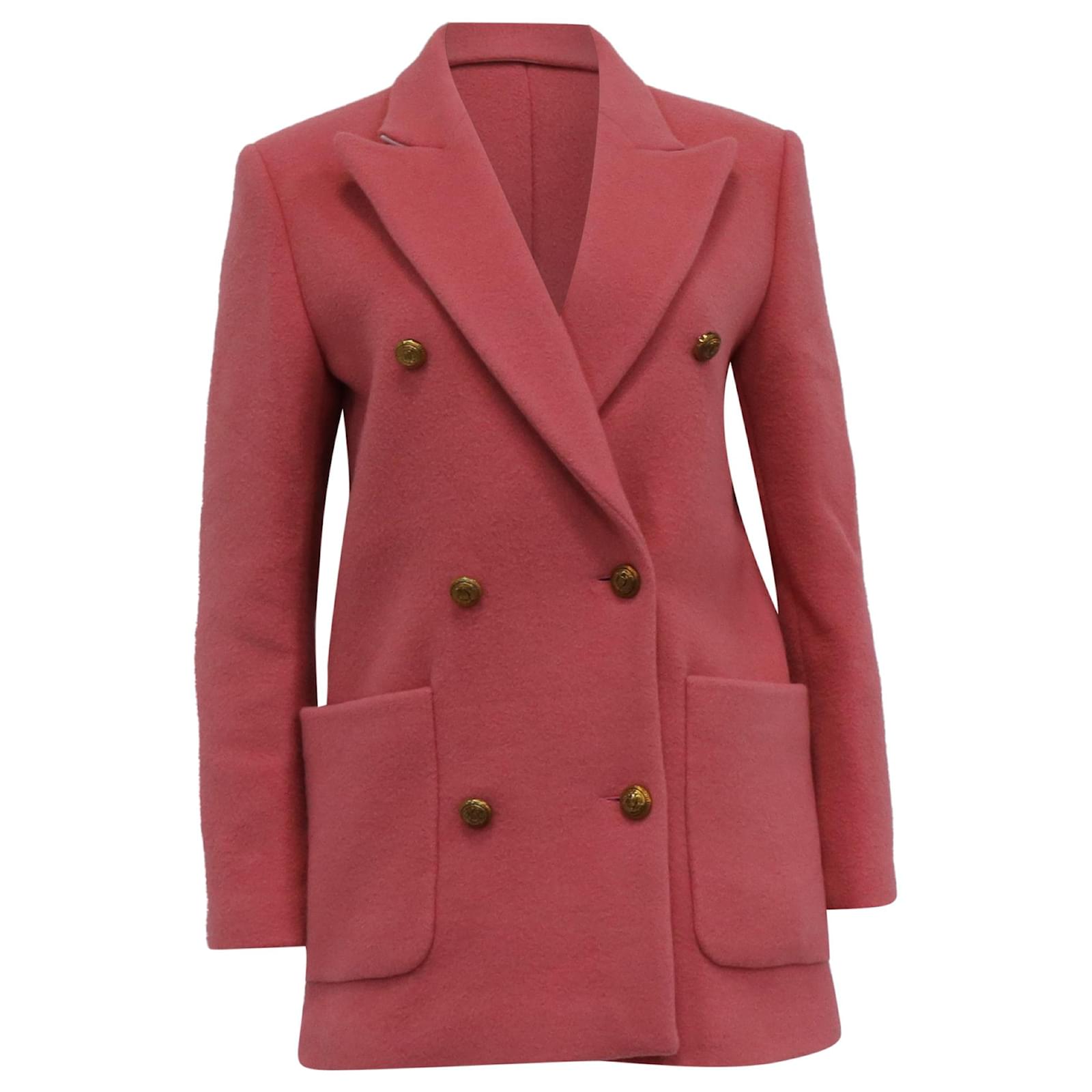 Sandro Manteau Rose Long Manteau En Laine Vierge Rose à Double