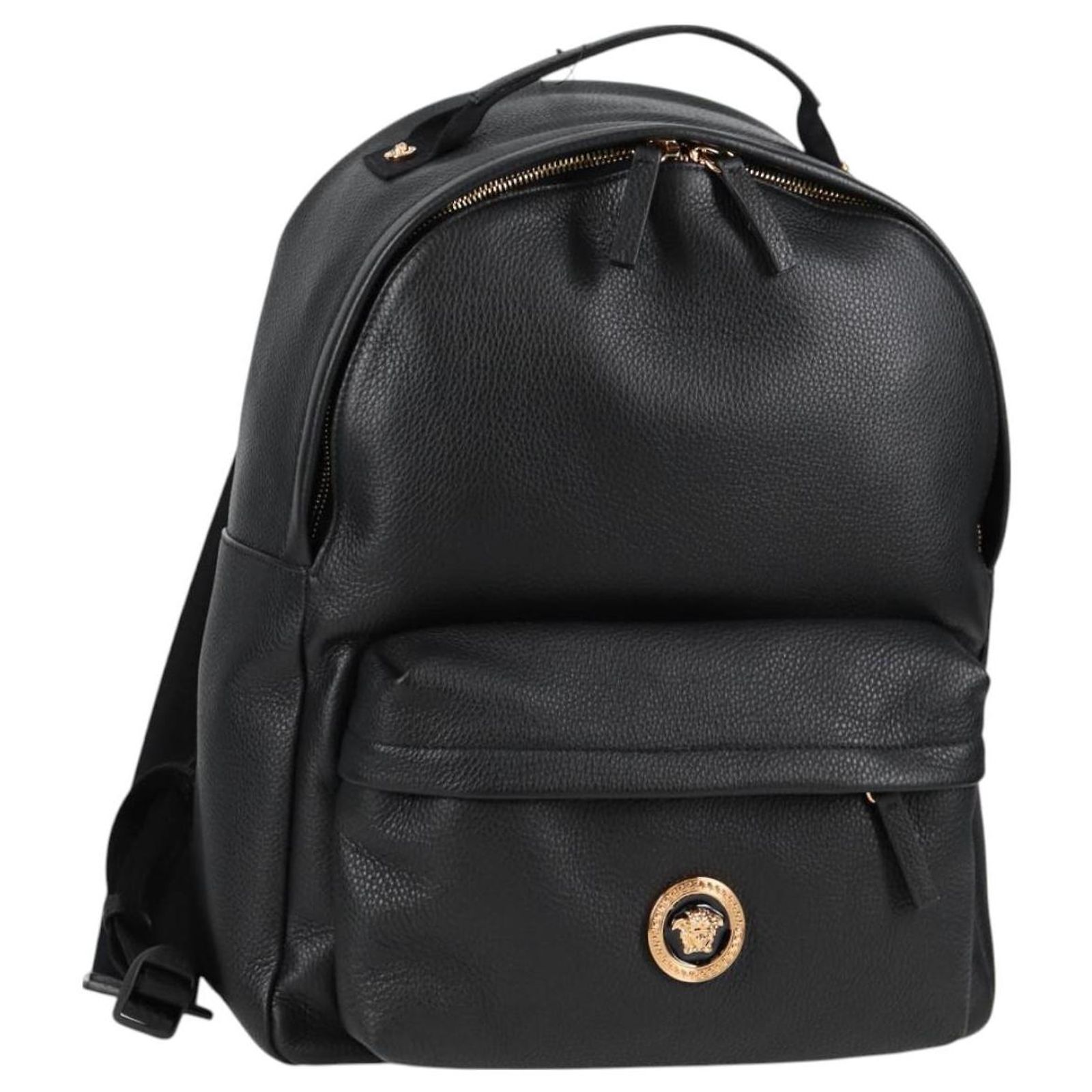 VERSACE Backpack Leather Black Gold Auth 118813M Golden ref 