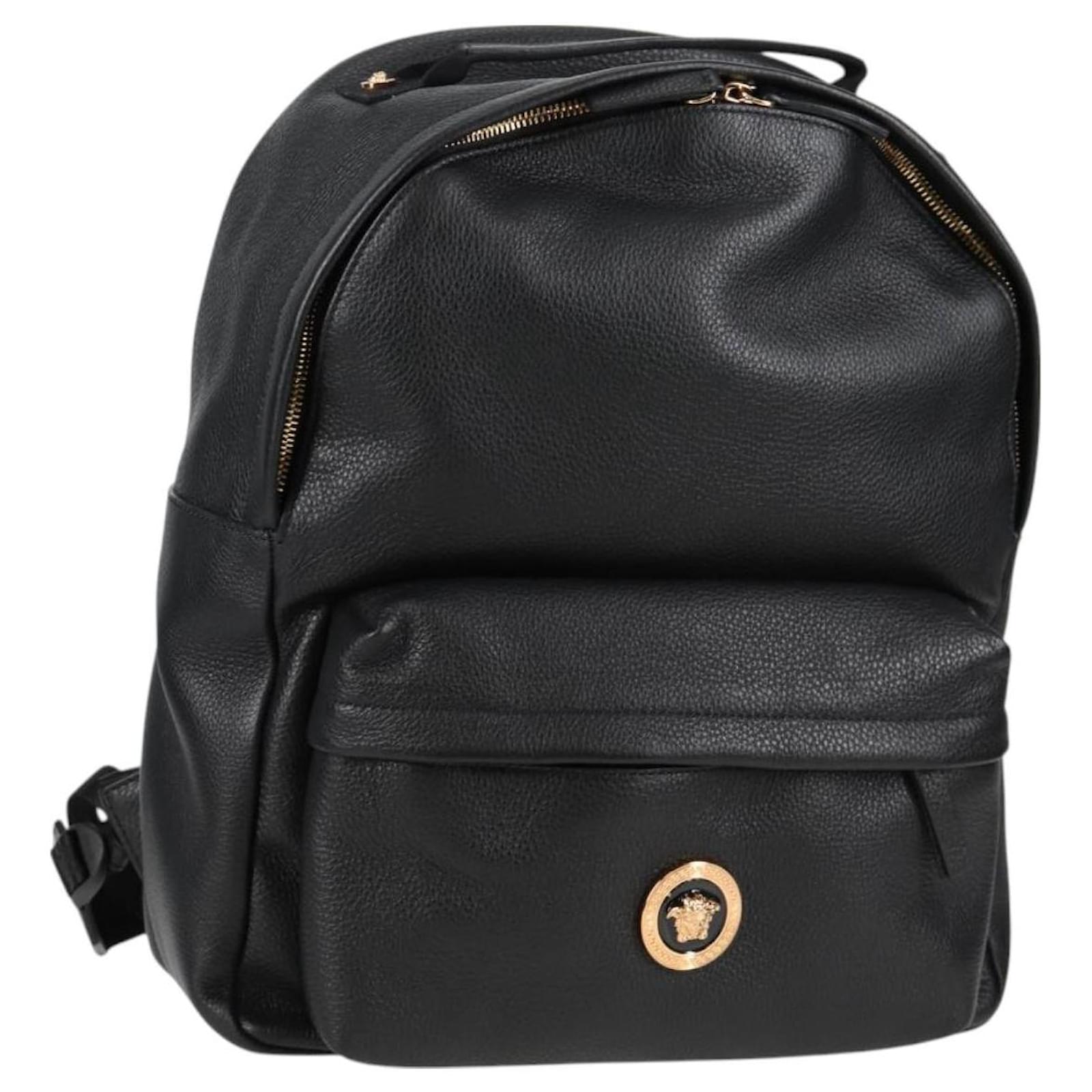 Vintage Versace リュックサック VERSACE Backpack Leather Black Gold Auth 118735M Golden ref