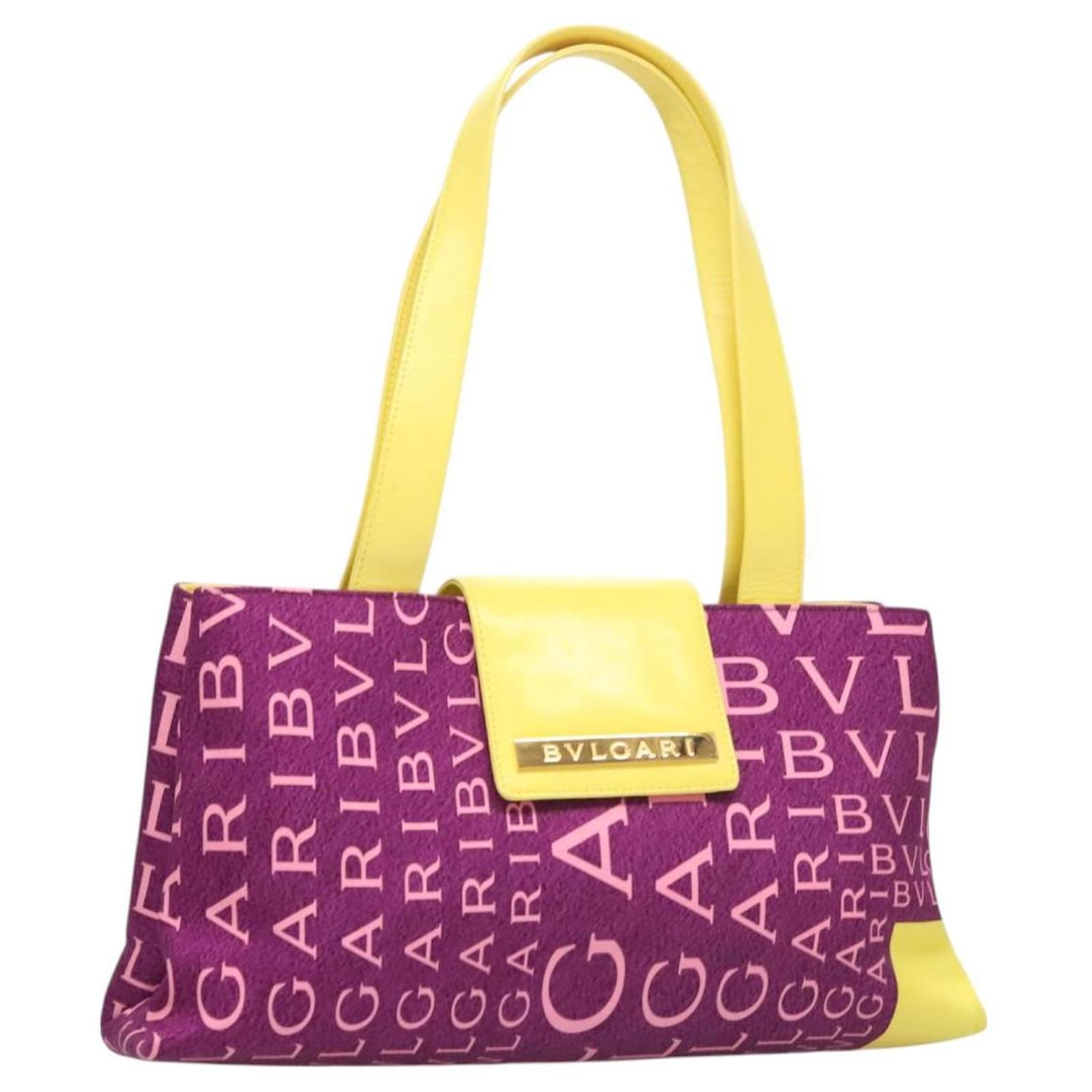 【2025年最新】海外限定の人気アイテム Bulgari BVLGARI Purple Leather Nylon Bag Shoulder mania Logo バッグ