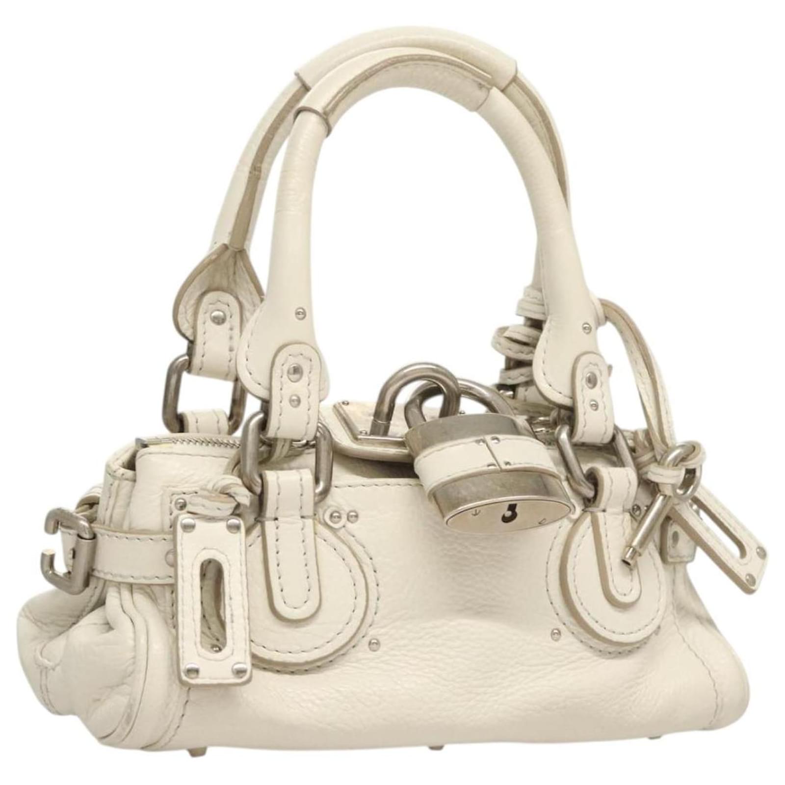 Chloé パディントン ホワイト Chloe Paddington Shoulder Bag Leather Off-White with Padlock