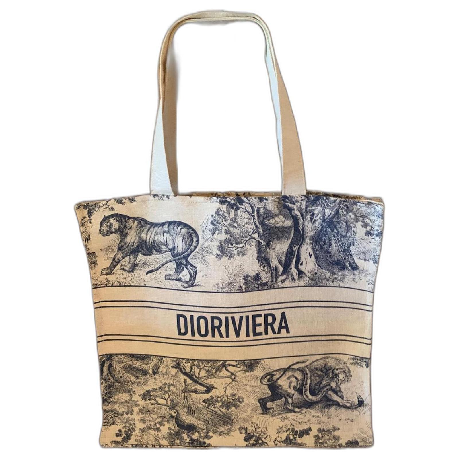 Christian Dior Dior Riviera limited edition Beige Navy blue Linen