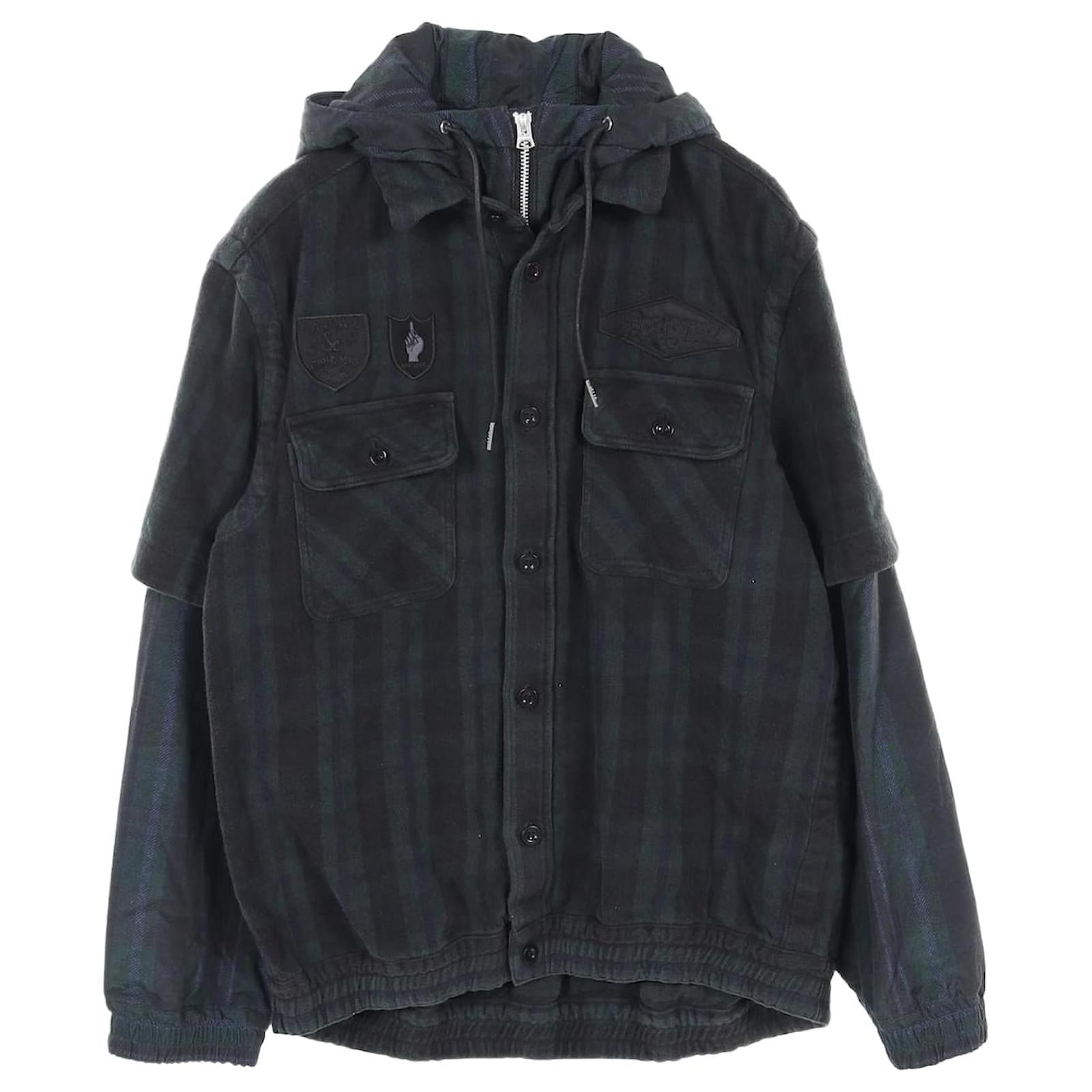 Sacai Gonz Multi Patch Plaid Hoodie Cotton/Nylon Hoodie Green Navy