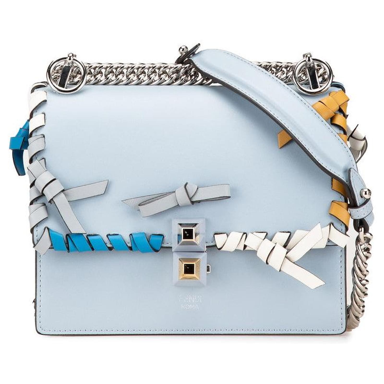 フェンディ レザー カン I ミニ リボン 2way バッグ 8MO381 Fendi Leather Kan I Mini Ribbon 2way Bag 8MO381 Blue ref