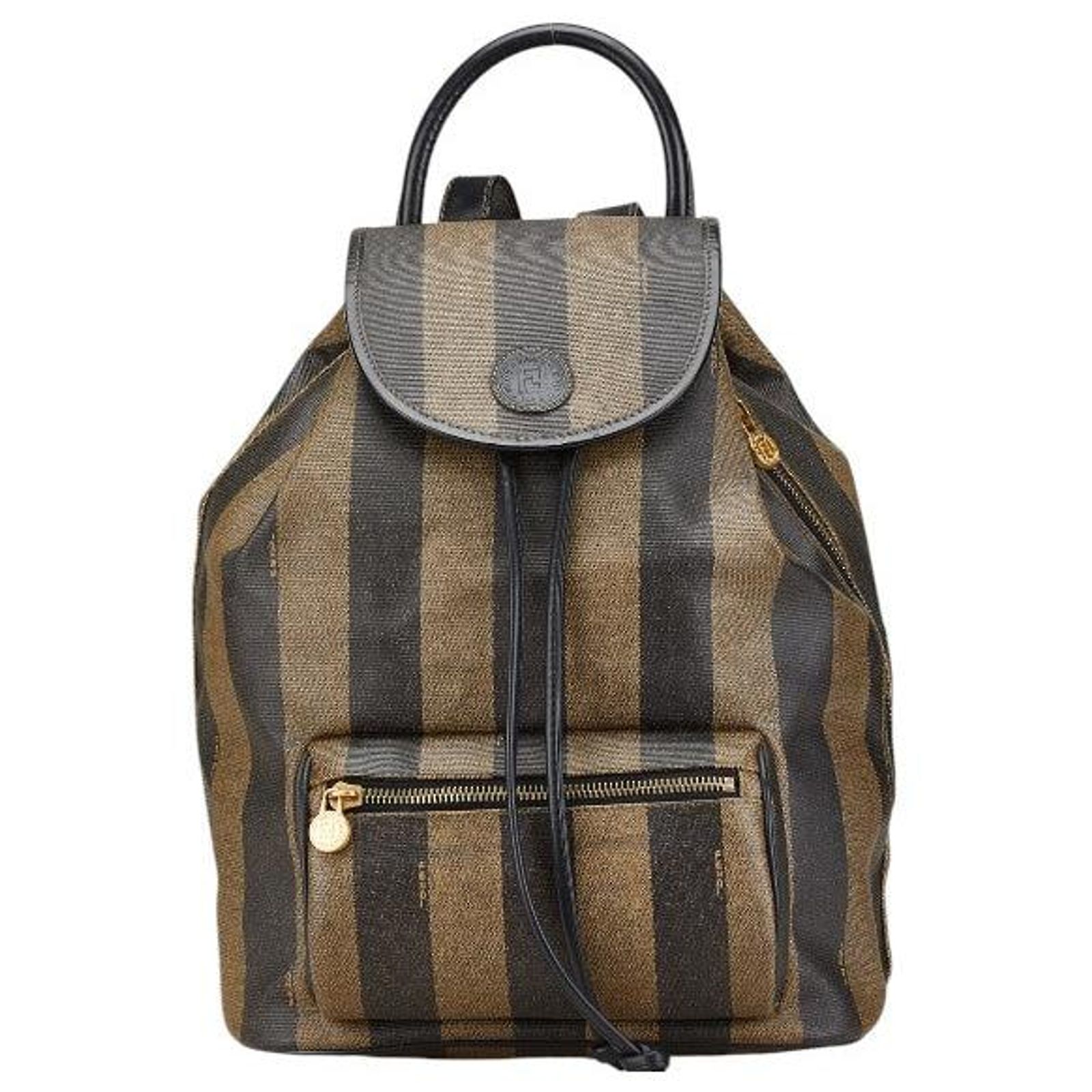 Fendi Pequin PVC  Leather Backpack Fendi Pequin PVC Leather Backpack Brown Black ref.2289628  main image 3