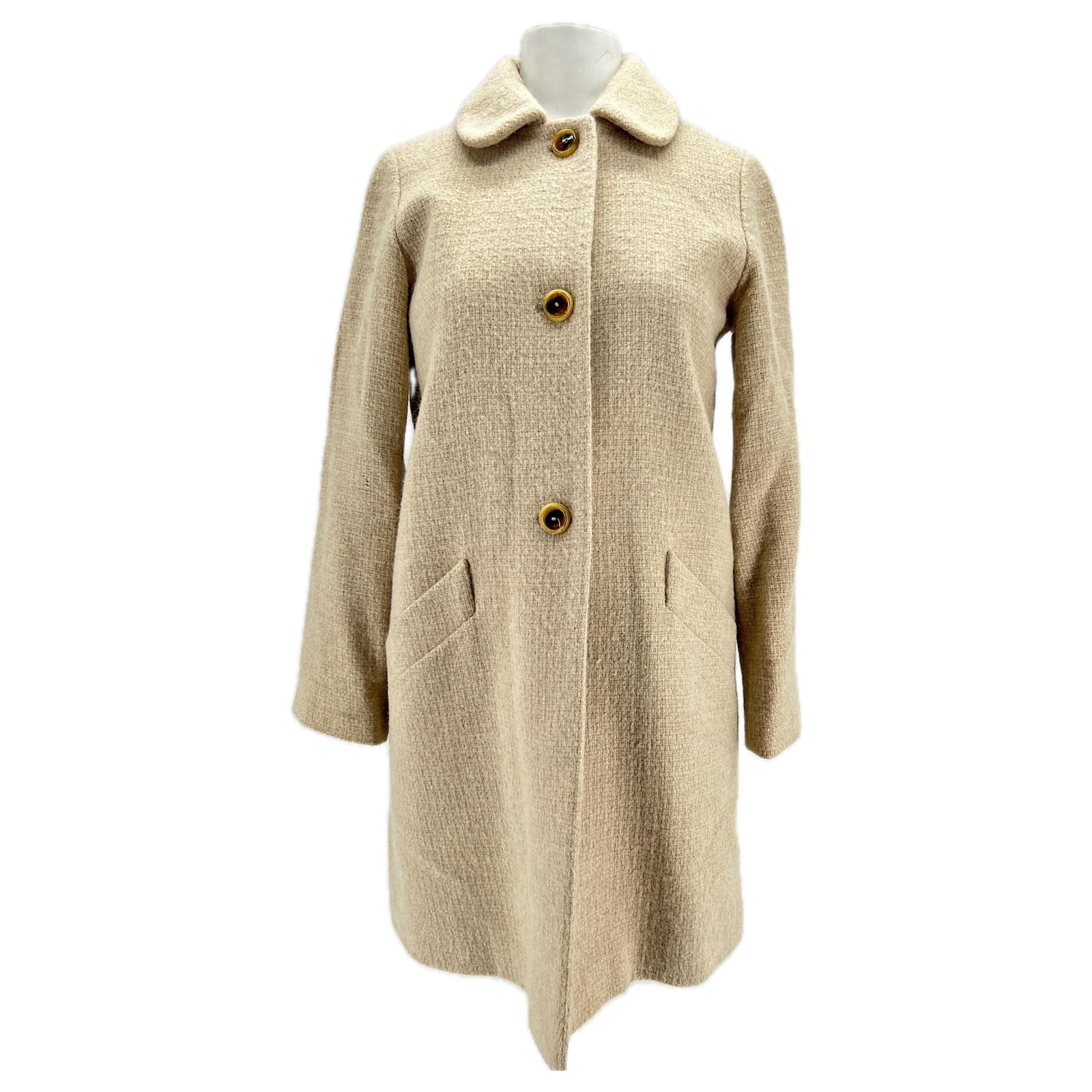 Apc Manteau en laine écru Khaki Wool Joli Closet