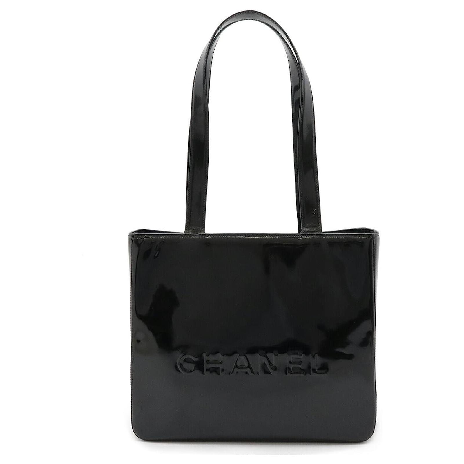 Chanel Patent Leather Logo 2way Bag Black Enamel ref.2290328 