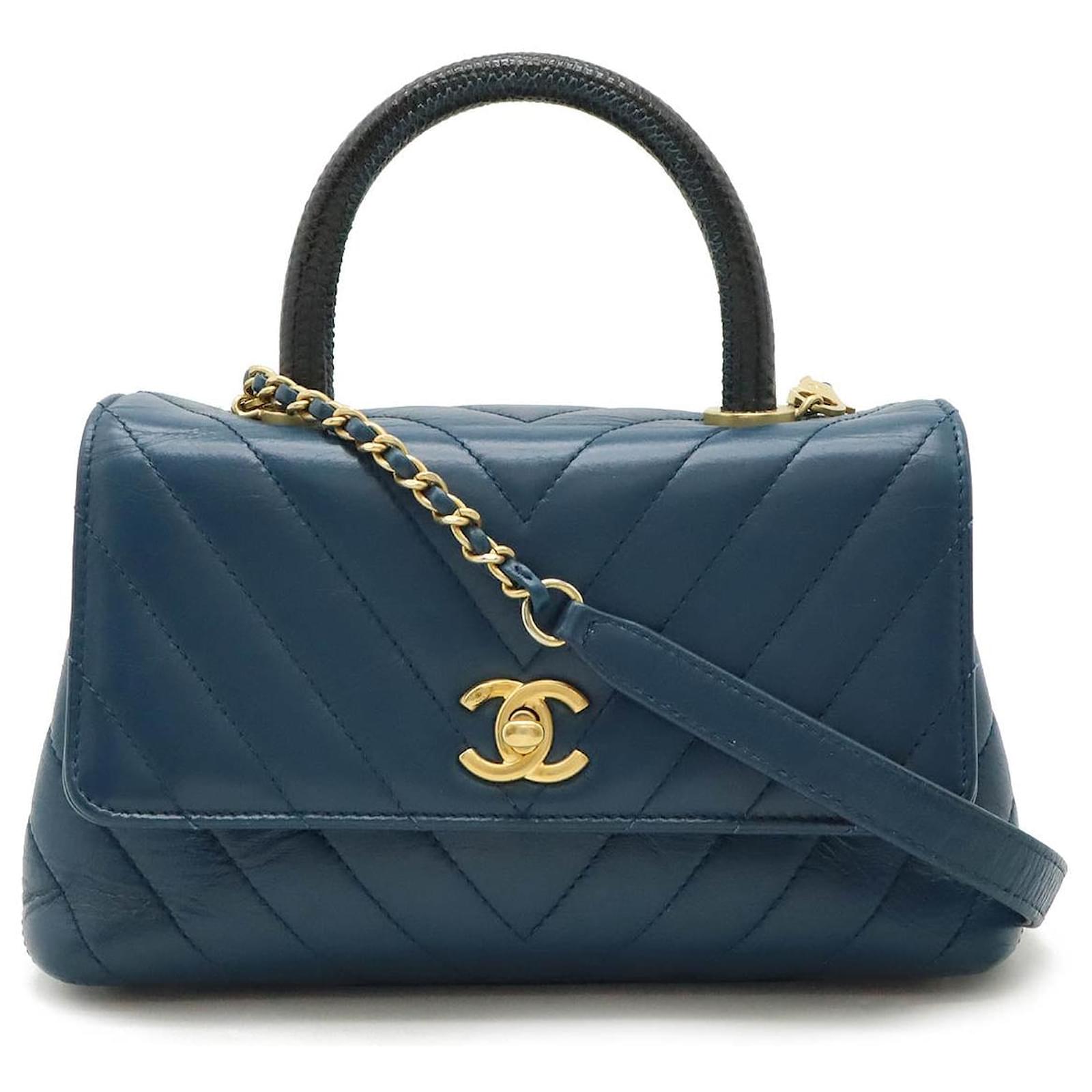 Borsa in pelle Chanel Coco Handle 2way A92990 Blu