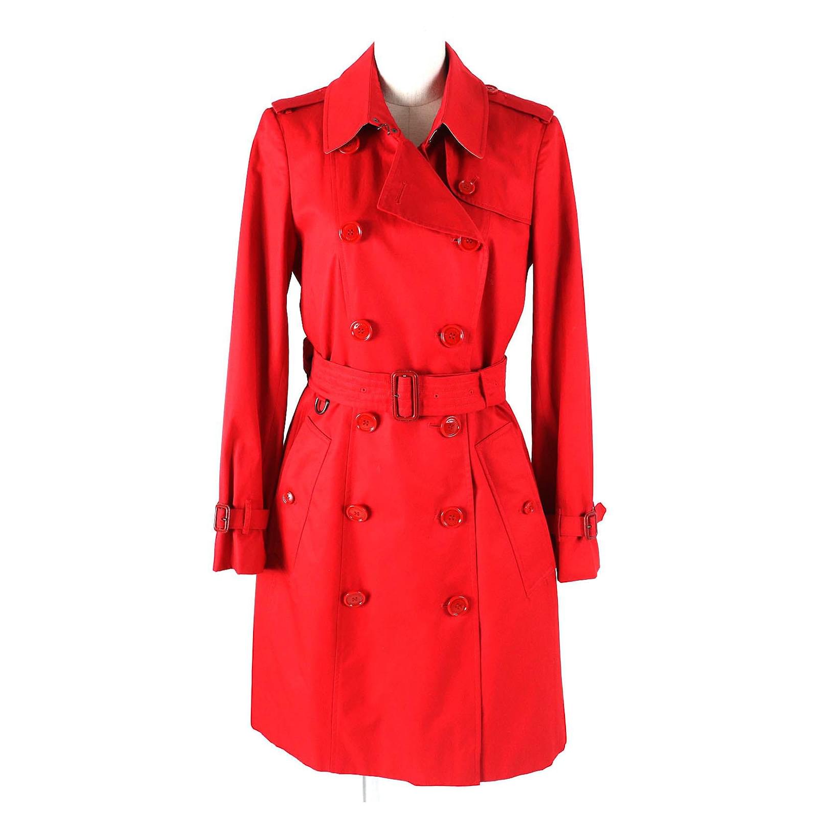 Burberry Cotton Trench Coat Red 40 Women Viscose ref.2291123