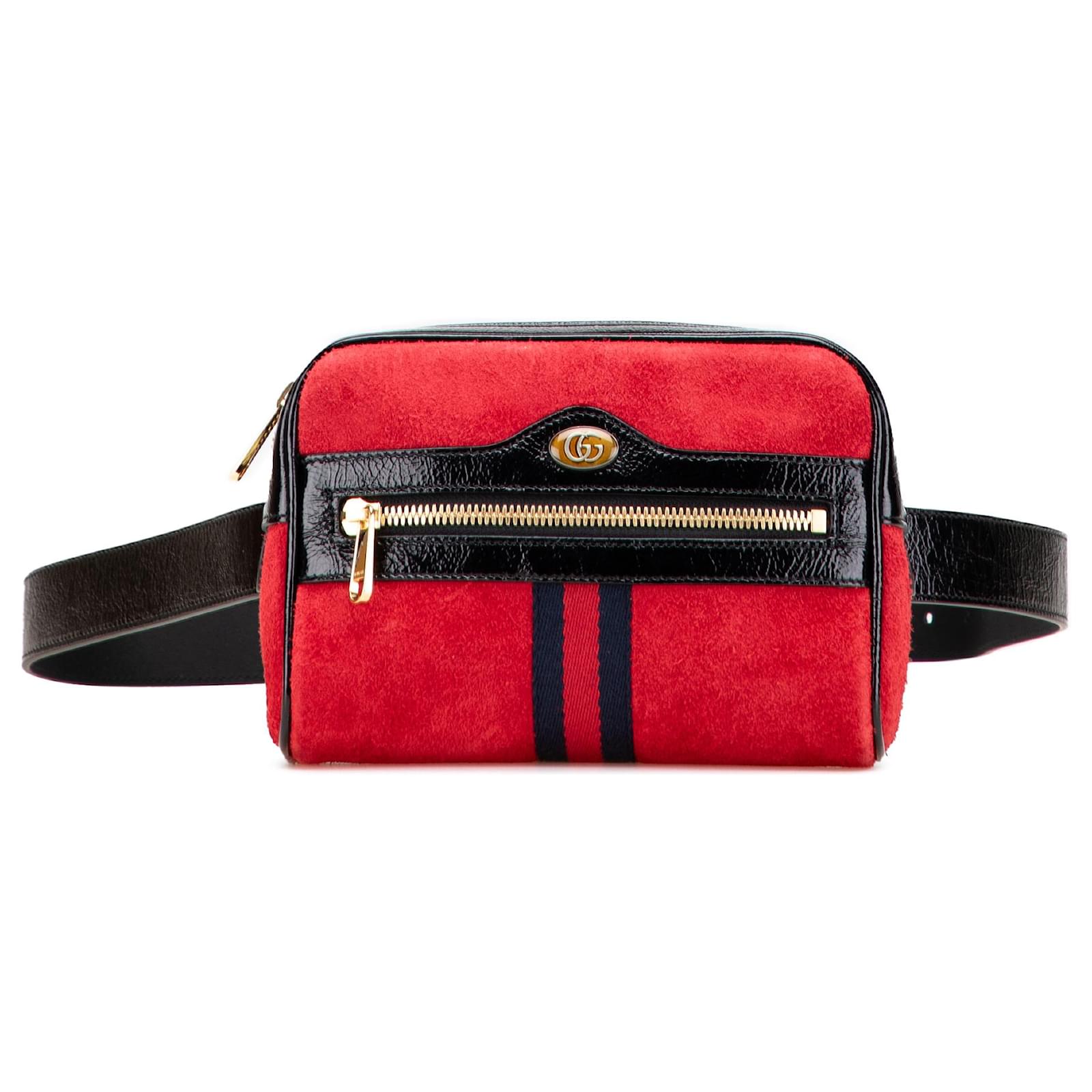 Sac ceinture Ophidia en daim rouge petit de Gucci Suede Cuir ref