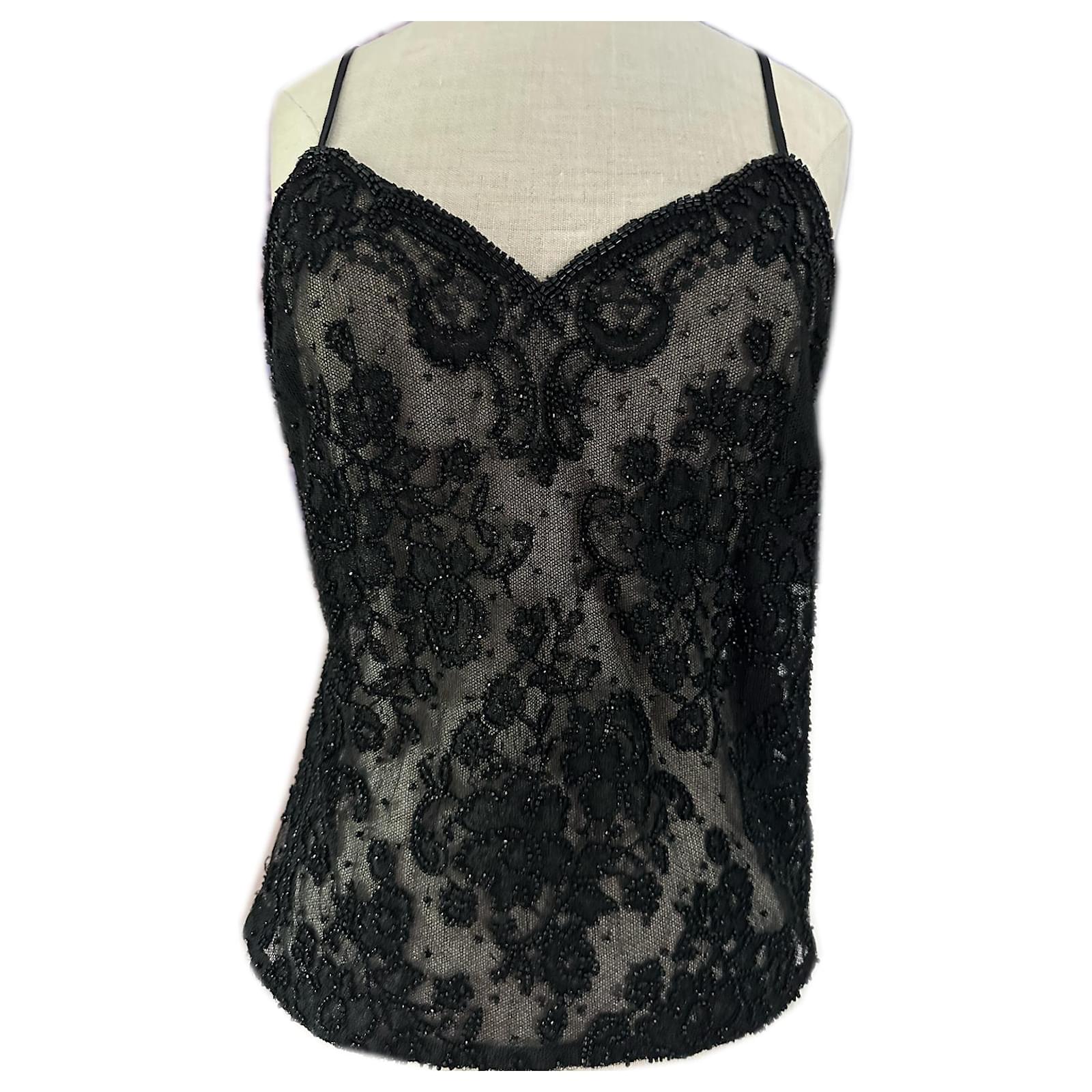 Gianni Versace Couture Vintage Top – black lace with pearl