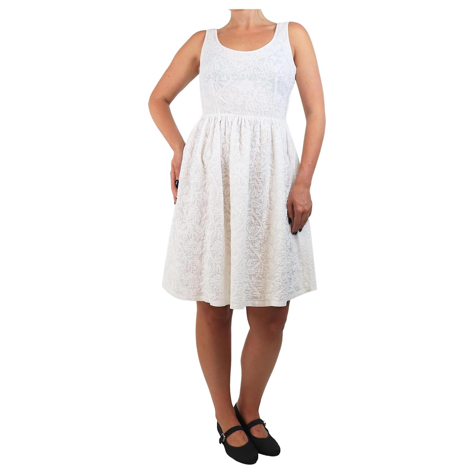 Prada White sleeveless embroidered mini dress - size UK 8 ref.2295055 -  Joli Closet