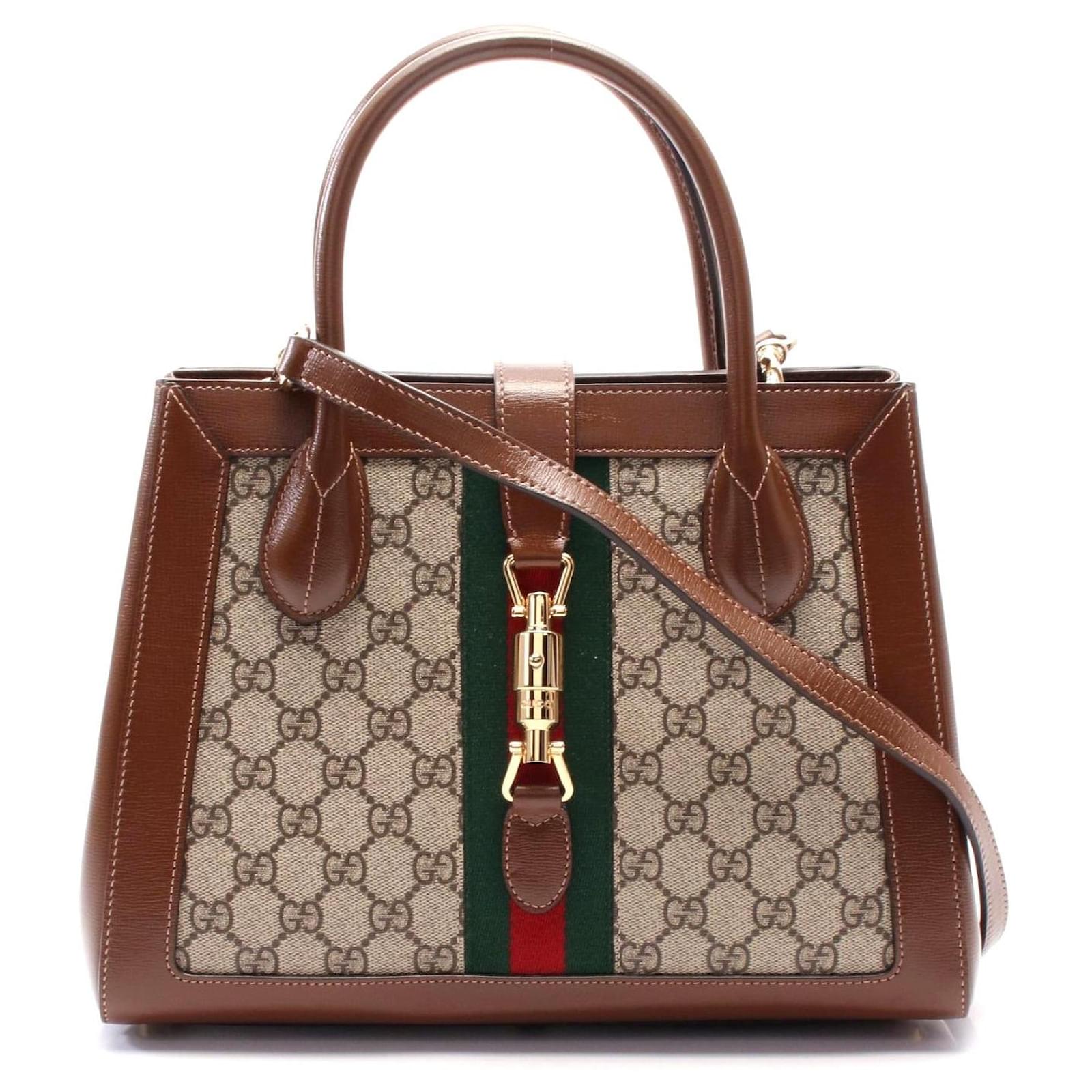 Gucci Jackie 1961 GG Supreme Handbag Brown Beige Cloth ref
