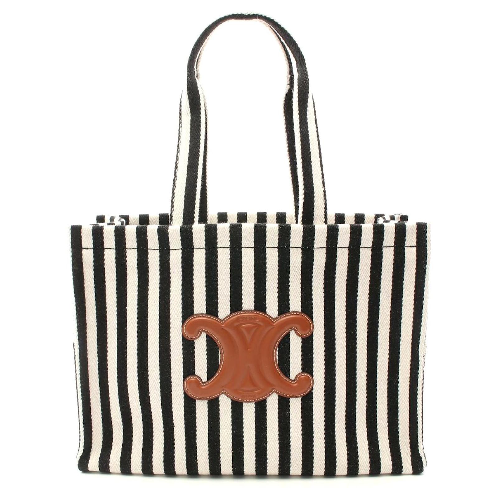 Céline Celine Large Cabas Tote Canvas Leather Black Cloth ref