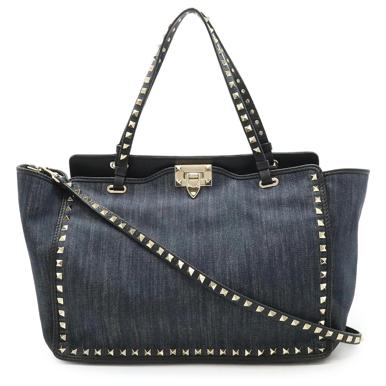 Valentino Garavani Rockstud Denim 2-Wege Tote Bag Blau John ref