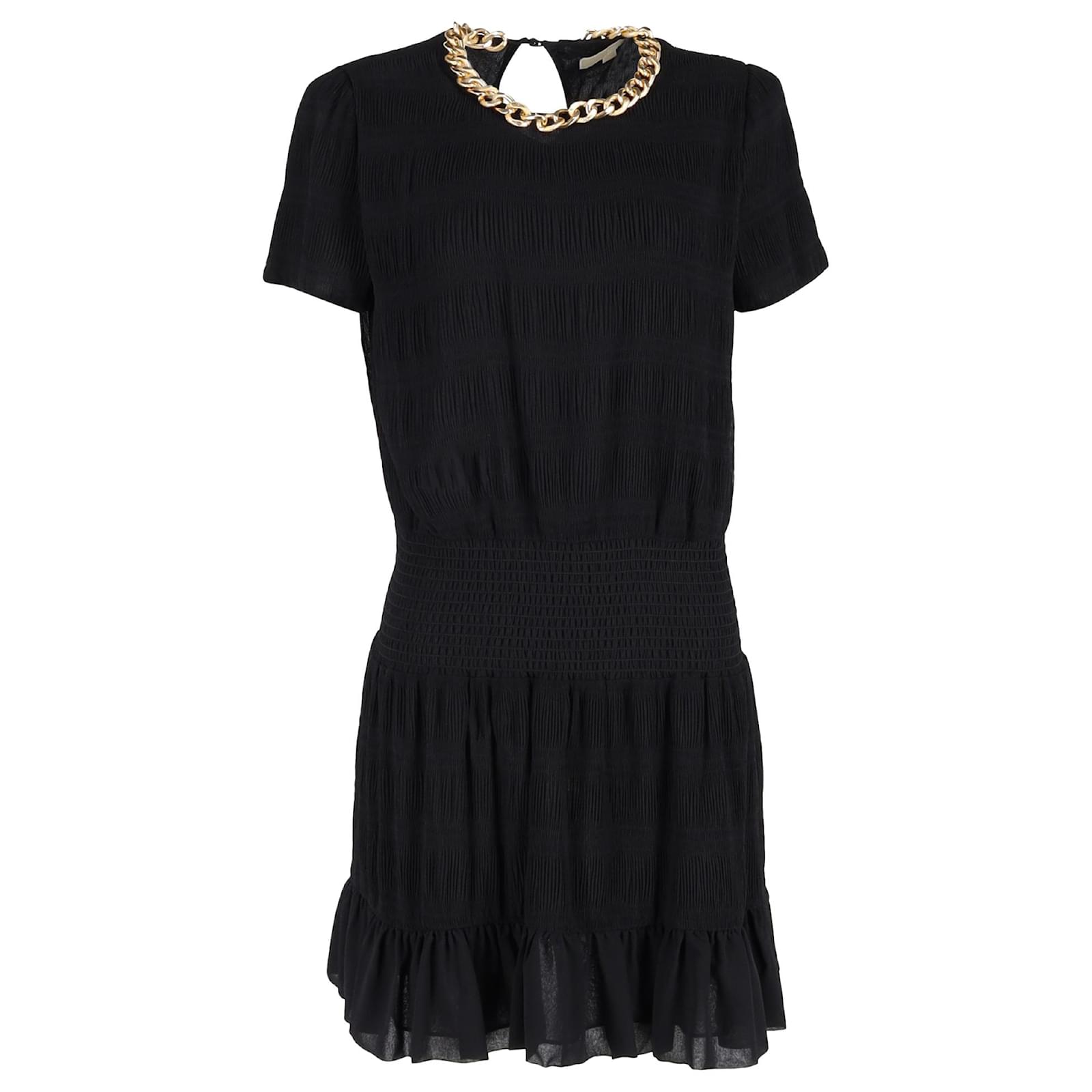 Michael by Michael Kors Chain Neck A-Line Dress in Black Polyester