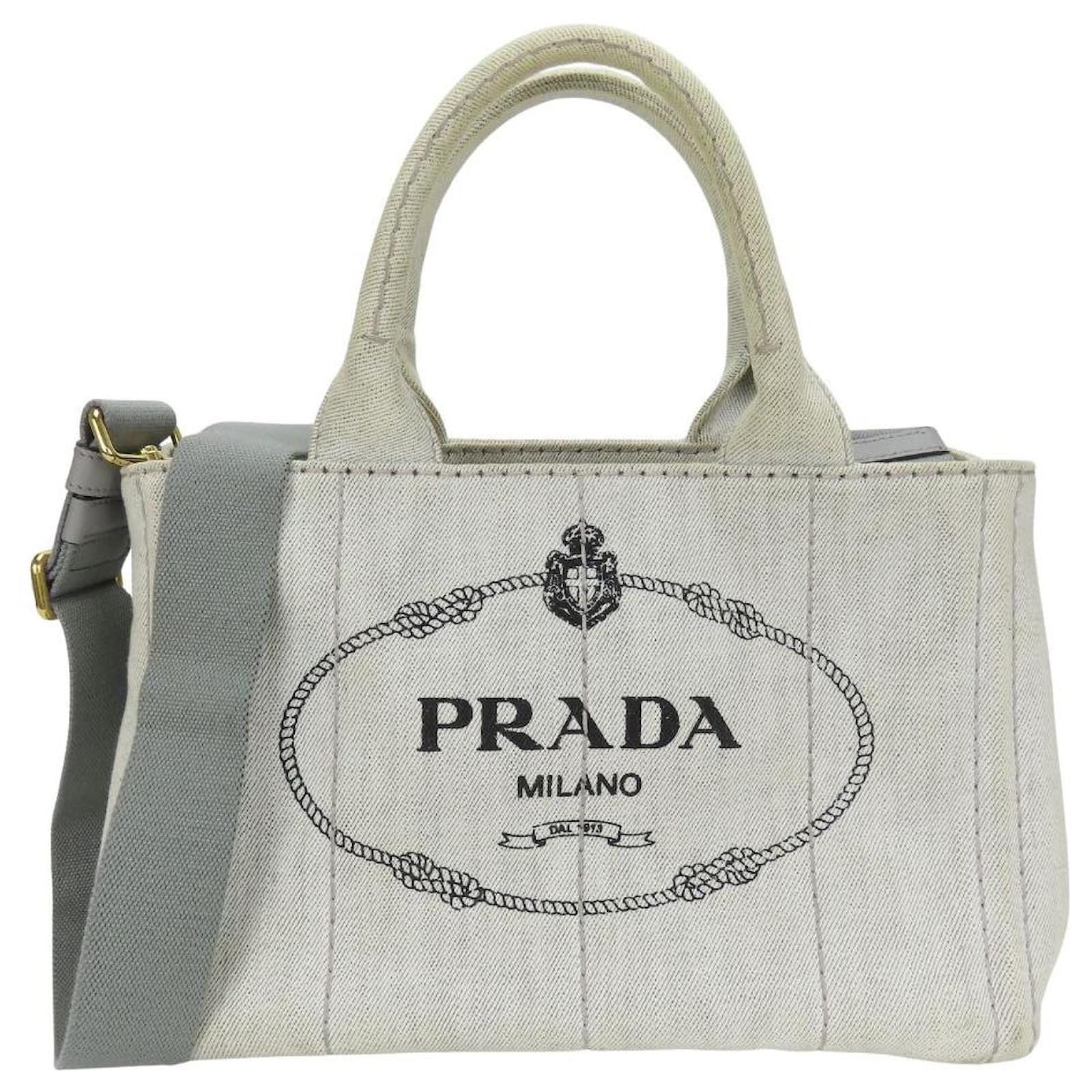 バッグ PRADA CANAPA SPORT CANVAS TOTE BAG Prada Canapa Canvas 2way Tote Bag Grey Cloth ref.2296077
