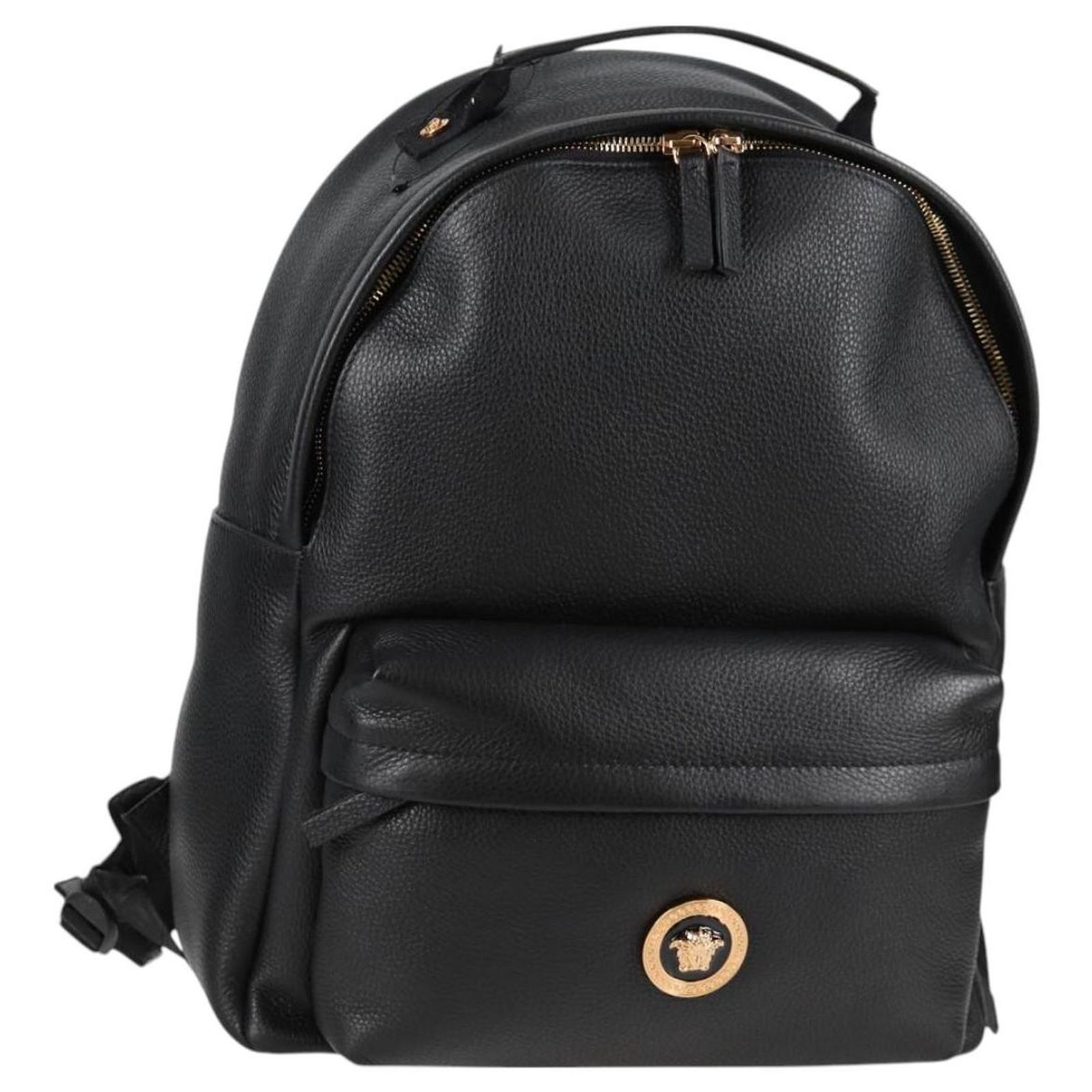 VERSACE Backpack Leather Black Gold Auth 118682A Golden ref  display picture 2