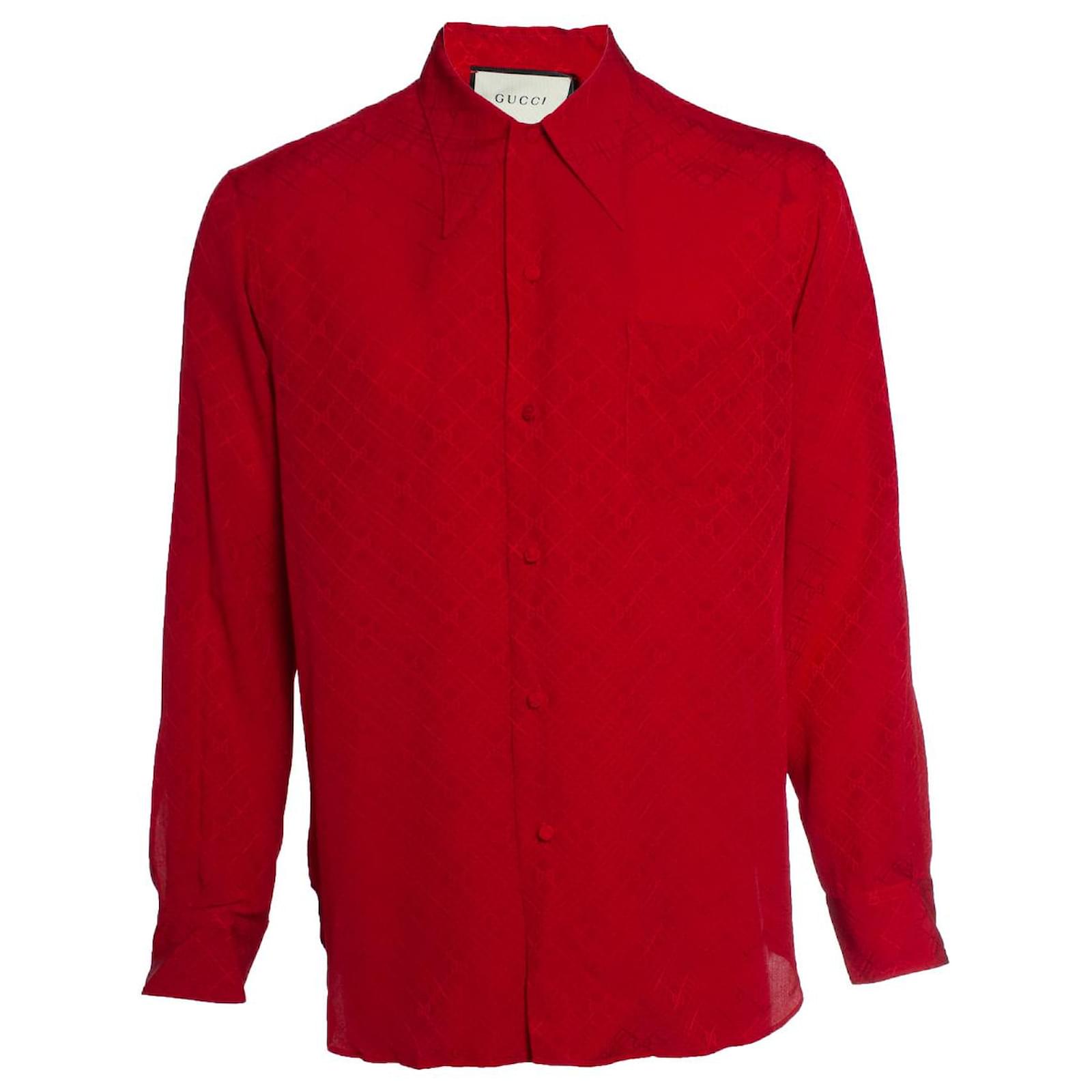 Gucci, Red silk shirt with GG print Joli Closet