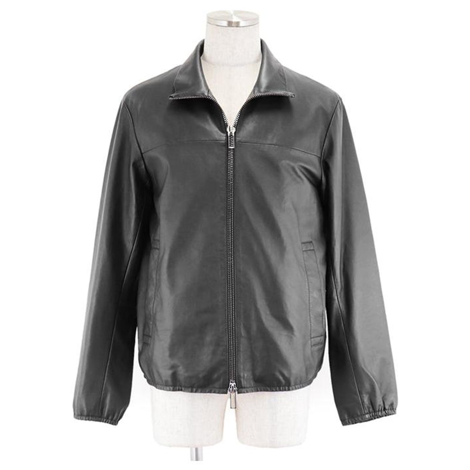 & Other Stories Emporio Armani Lamb Leather Jacket Black Size 48 