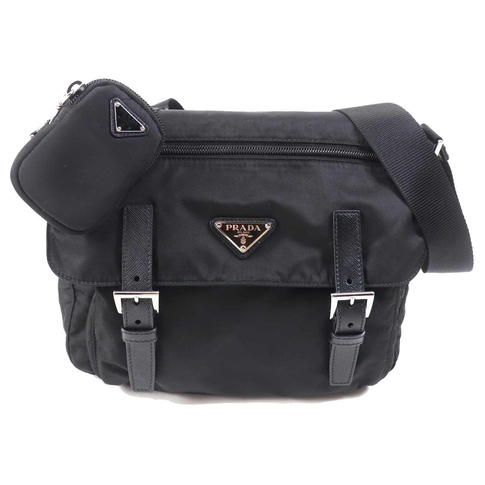 PRADA Re-Nylon Leather Shoulder Bag Black ref.2298679 - Joli
