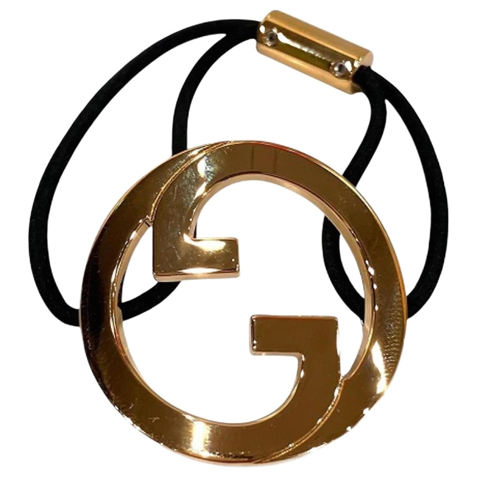 ★GUCCI★グッチ ブロンディ ヘアアクセサリー Interlocking G GUCCI Blondie Interlocking G Hair Accessory Black Golden ref
