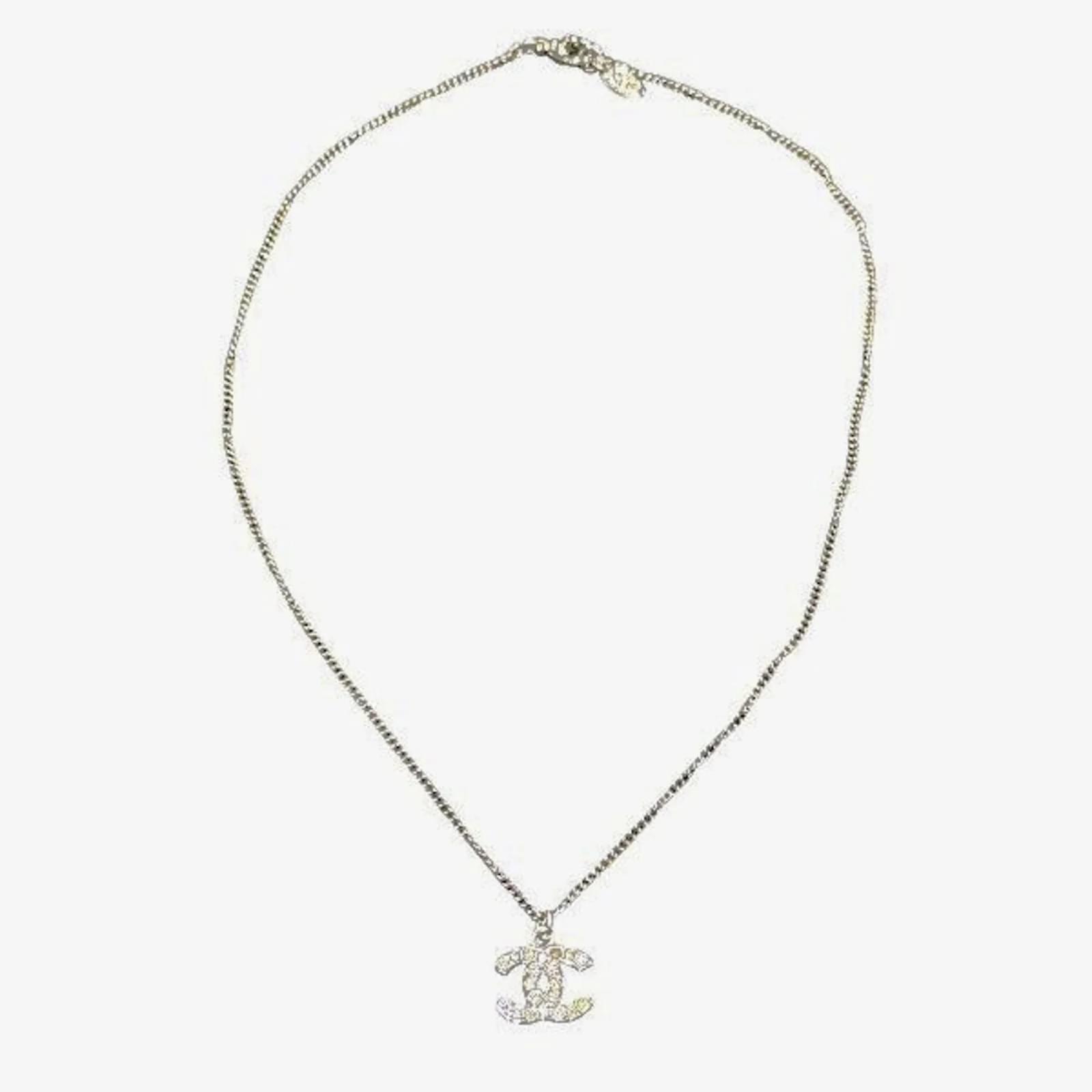 アクセサリー CHANEL Coco Mark Rhinestone Necklace Chanel Coco Mark Rhinestone Necklace Silvery Metal ref