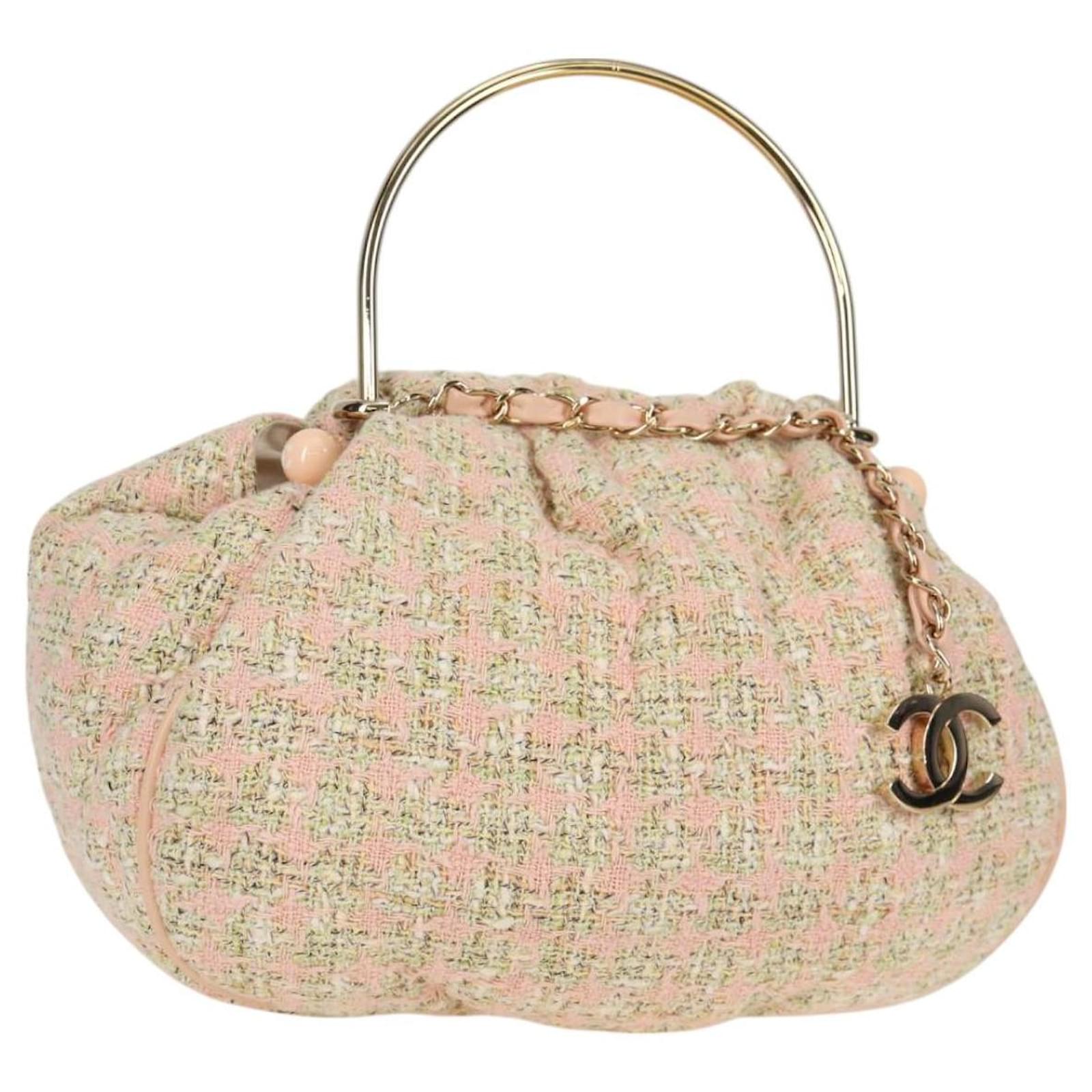 Bolso Chanel Bolso Rosa Dorado CHANEL Bolso De Mano Tweed Rosa