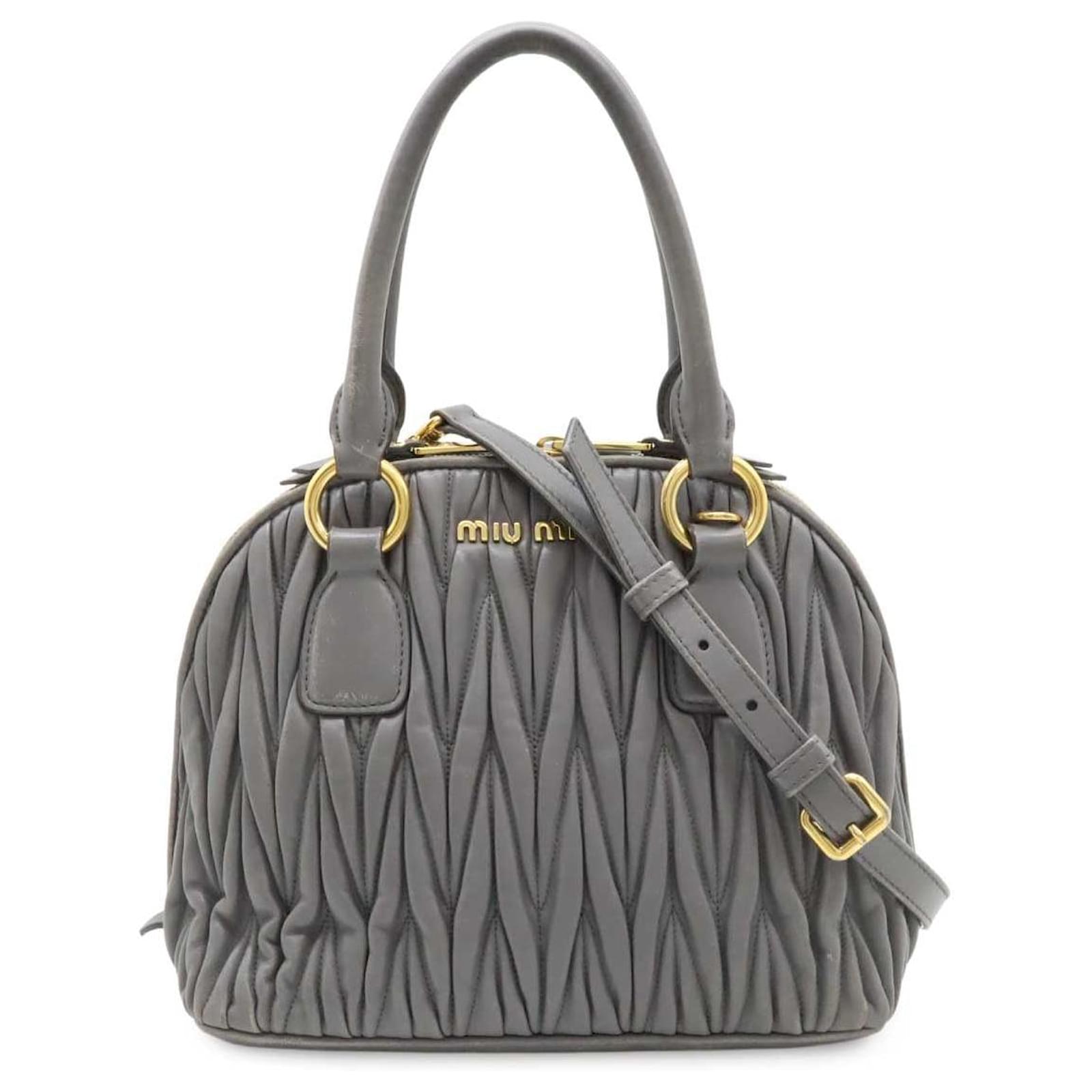 Miu Miu Matelassé Leather 2way Handbag Grey ref.2300300