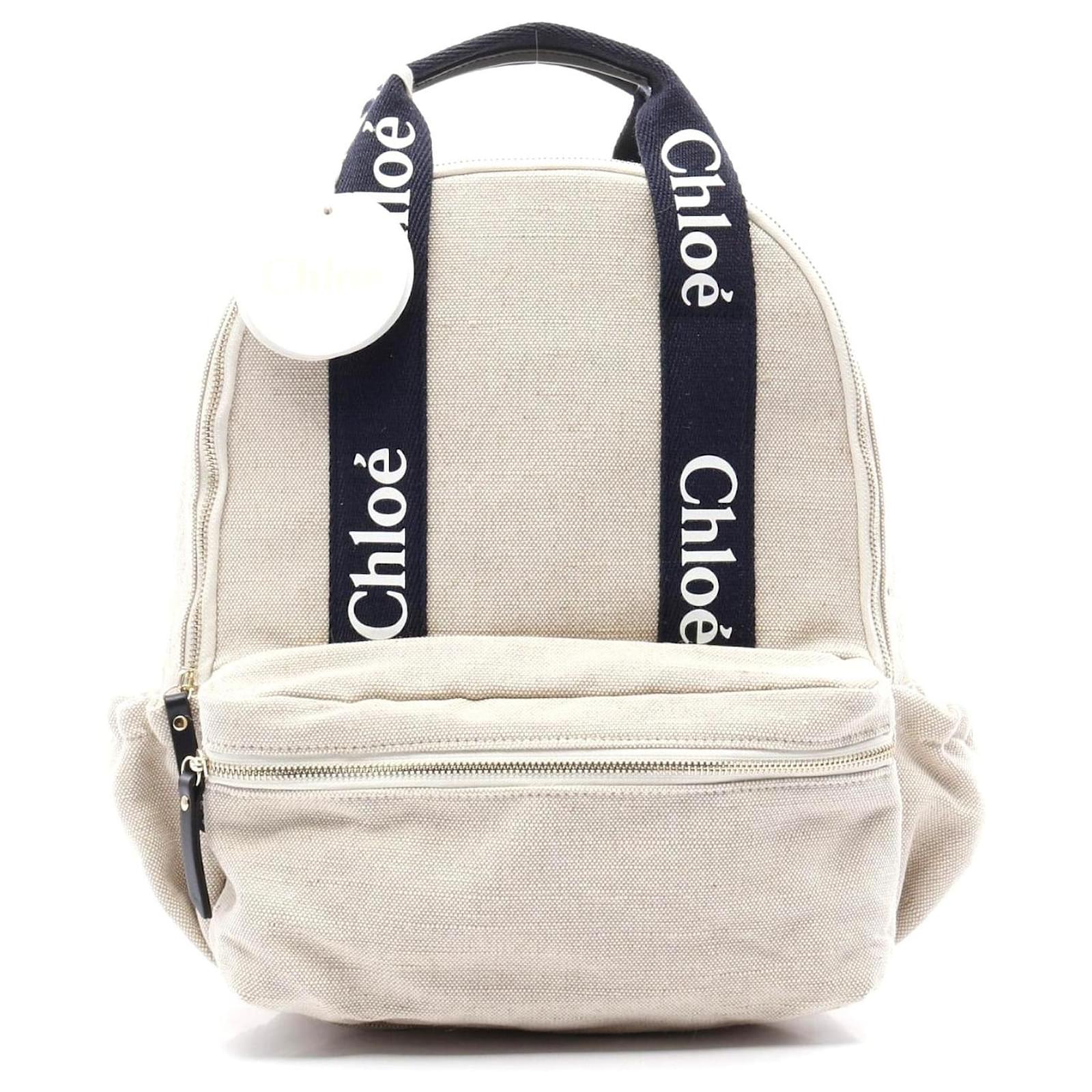 Chloé Canvas Leather Backpack Brown Logo