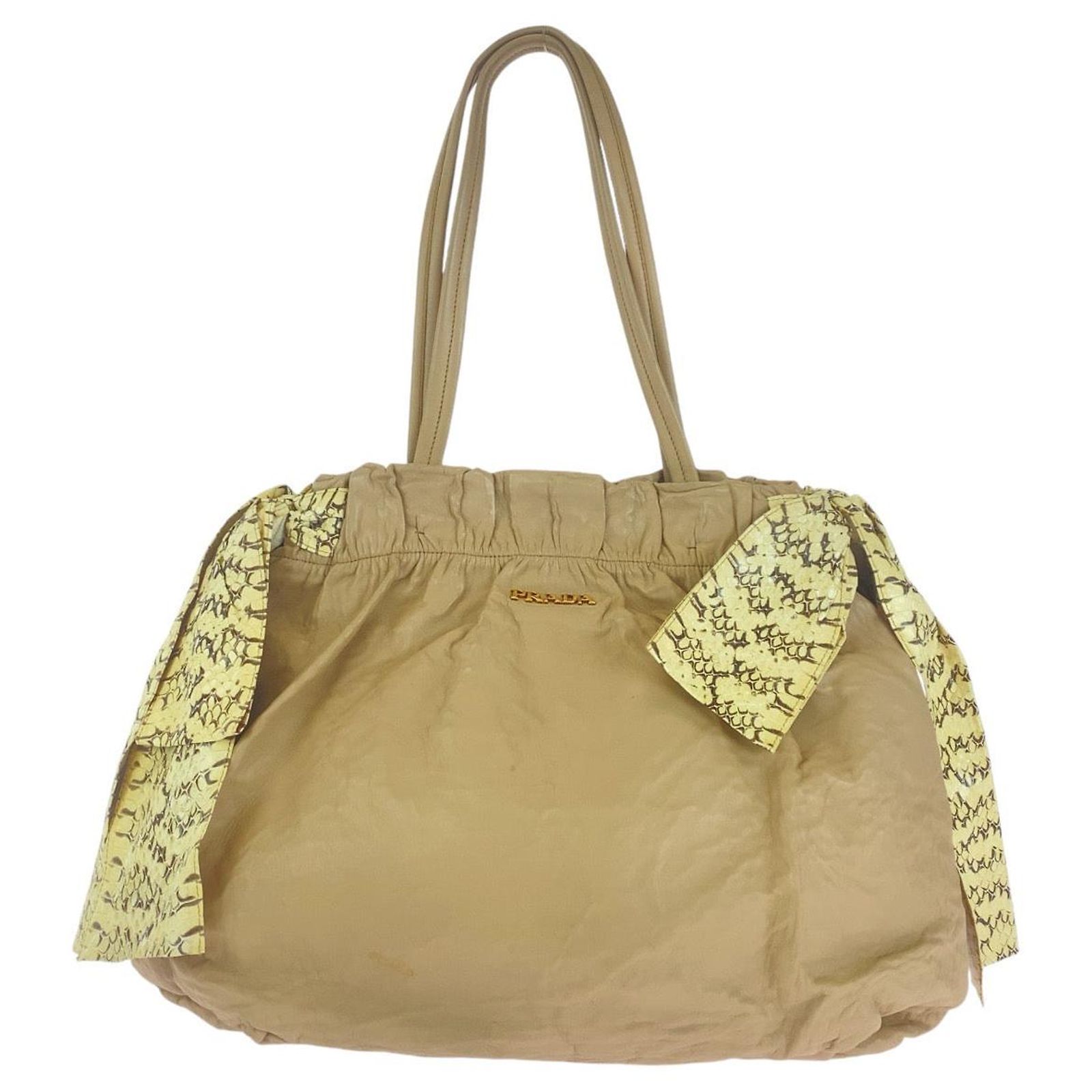 Prada Ribbon Leather Python 2way bag Brown Beige ref.JC2301857 (Sold ...