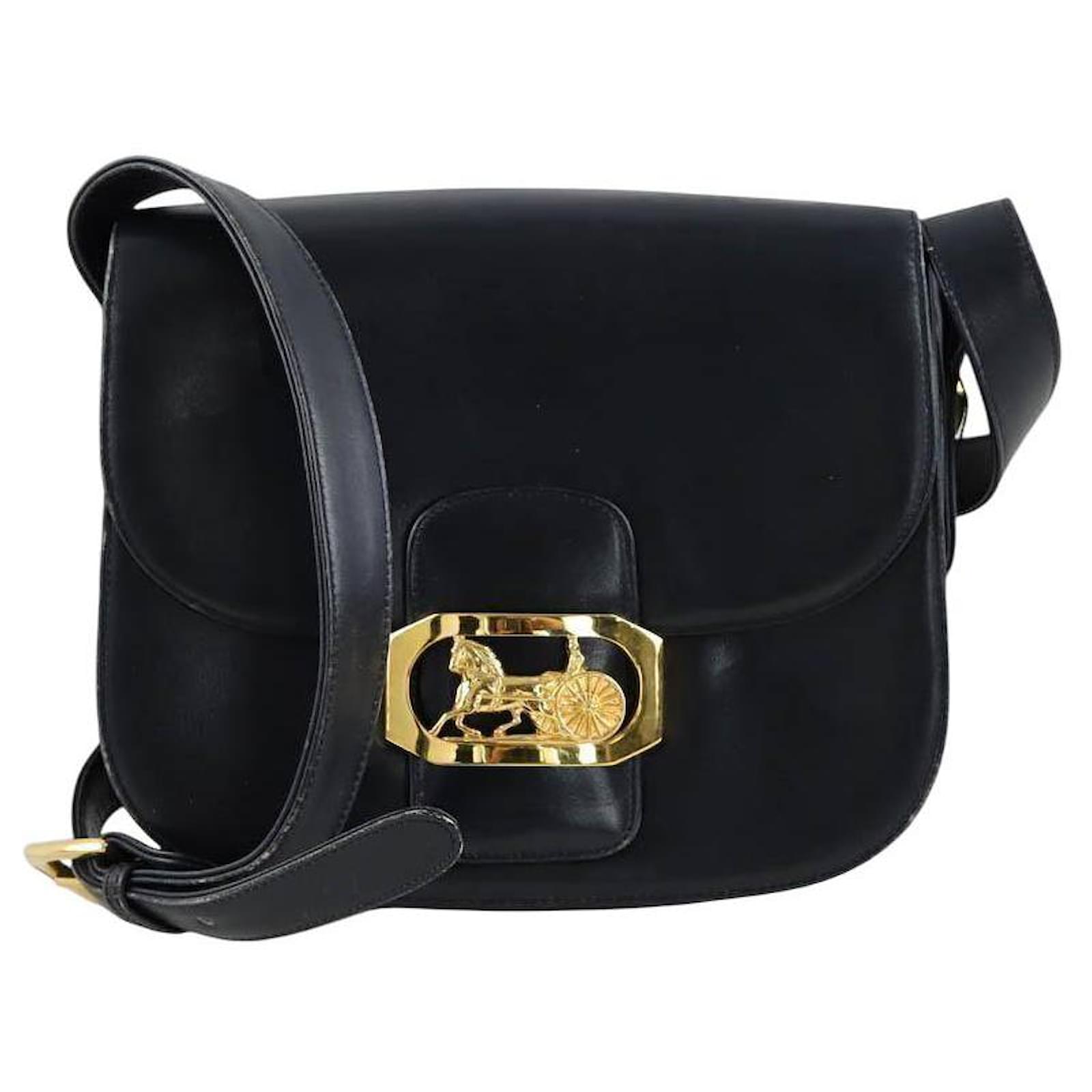 Céline Triomphe Vintage leather shoulder bag Black