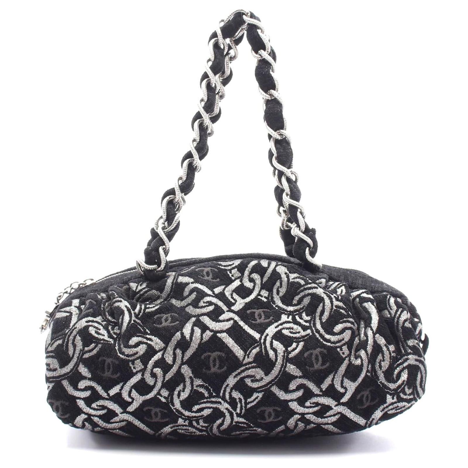 Borsa in tessuto Chanel Coco Mark nera Nero Joli Closet