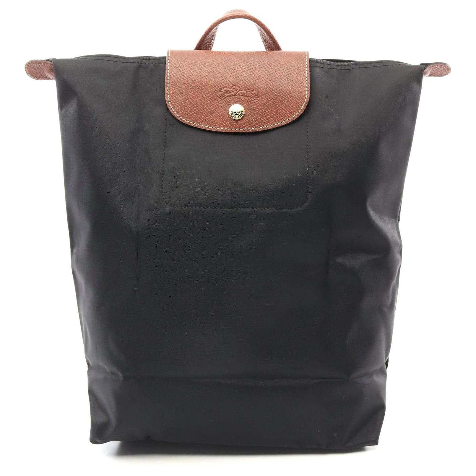 Zaino Longchamp Le Pliage Original in tessuto e pelle Nero ref