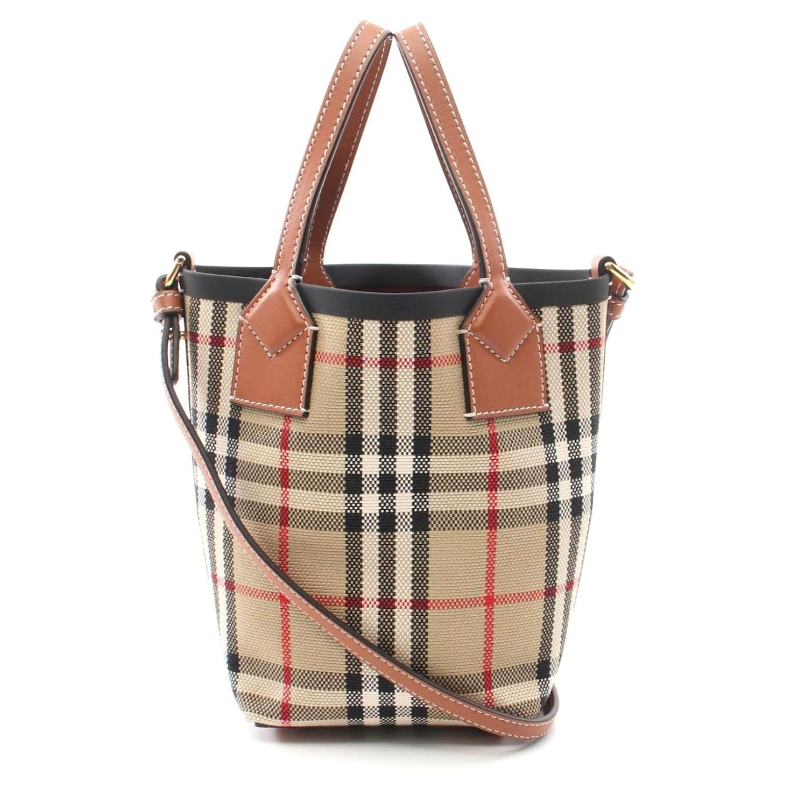 Burberry Mini London Vintage Check Tote Bag Brown Beige ref