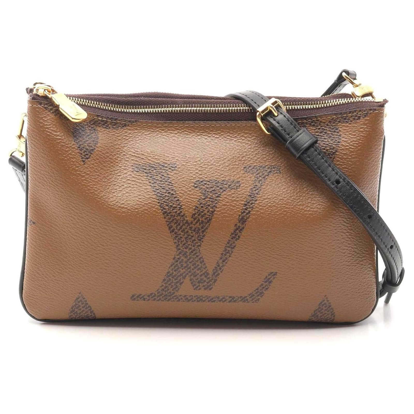Louis Vuitton Monogram Double Zip Shoulder Bag Brown Cloth ref