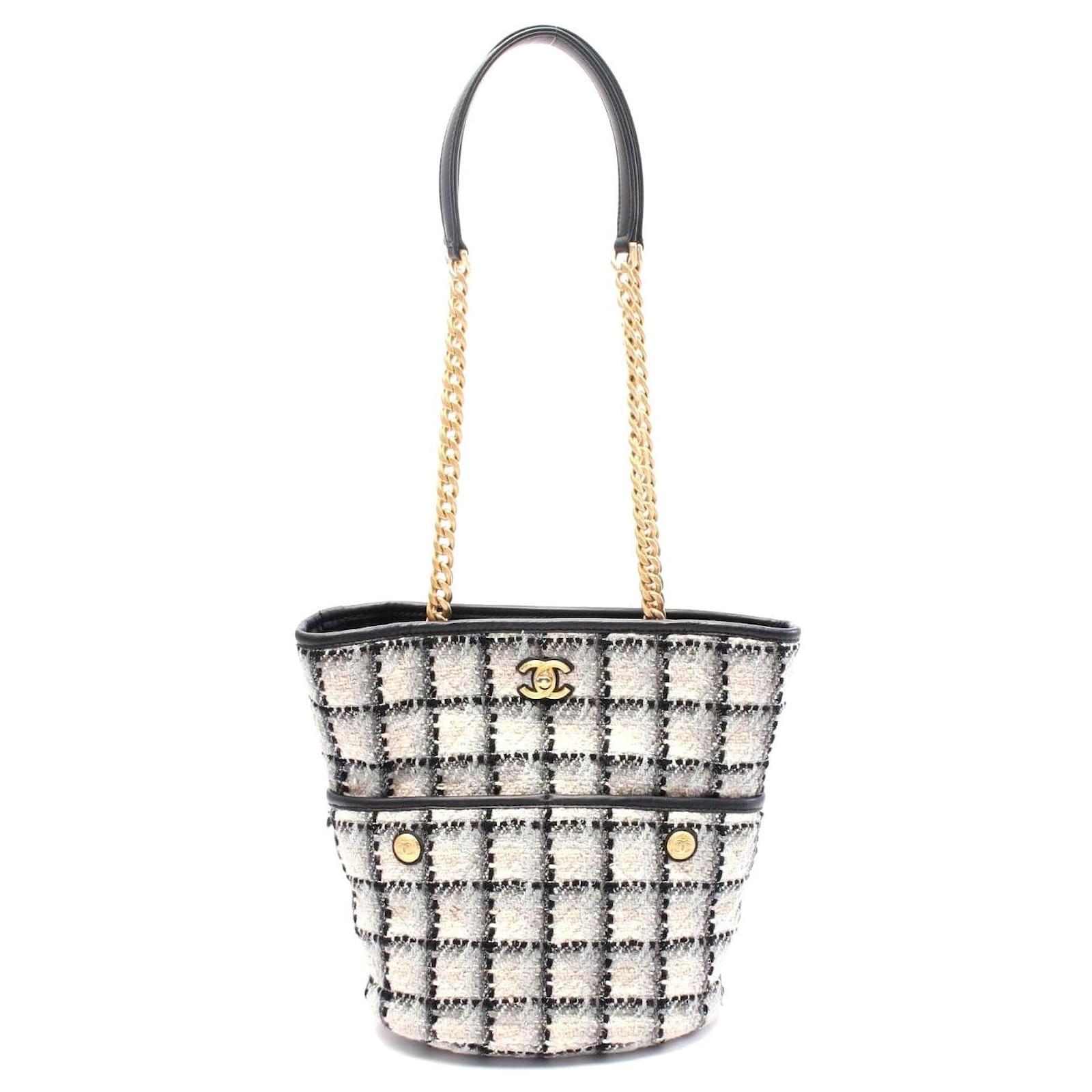 Borsa tote in pelle e tessuto Chanel Coco Mark Nero
