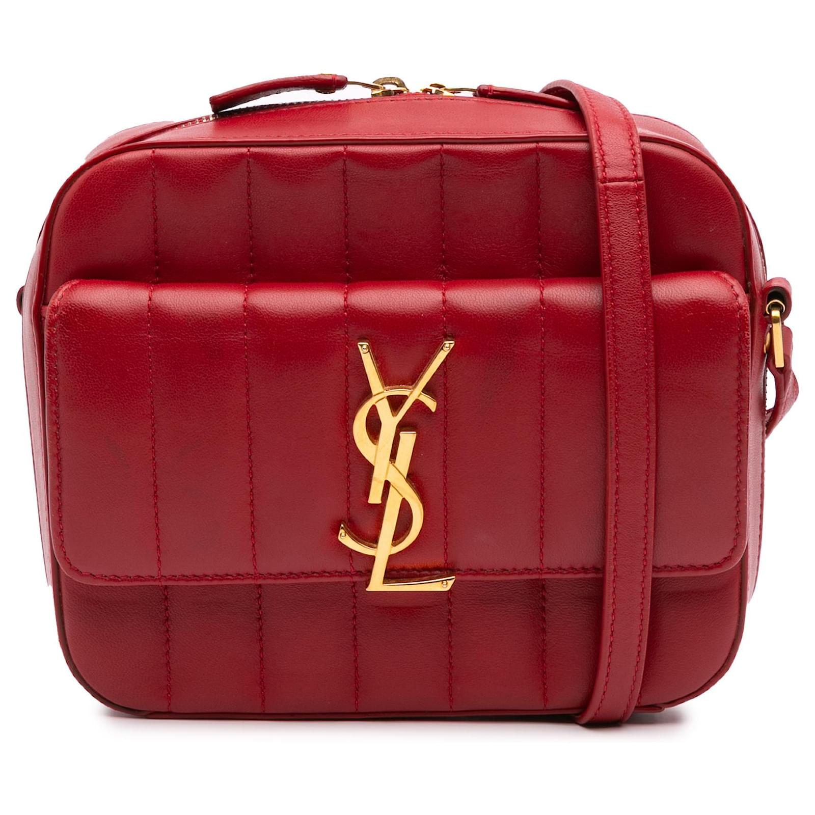 Sac à bandoulière Vicky en agneau rouge Saint Laurent Cuir ref