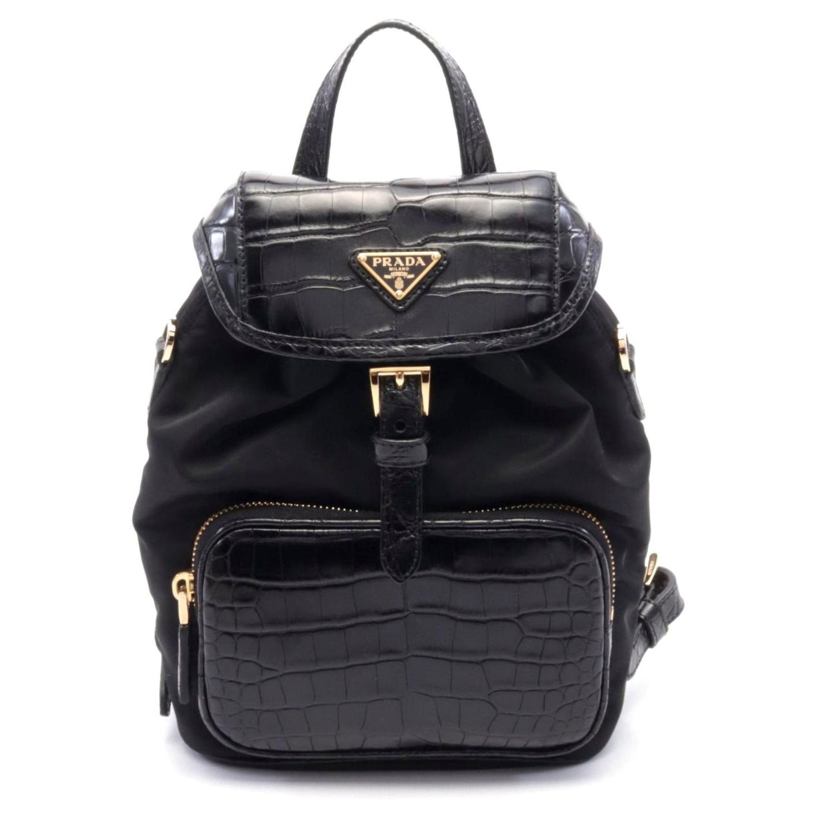 PRADA Backpack Nylon Black Silver Auth bs34099 PRADA Backpack Nylon Black Silver Auth bs31838 Silvery ref  main image 3