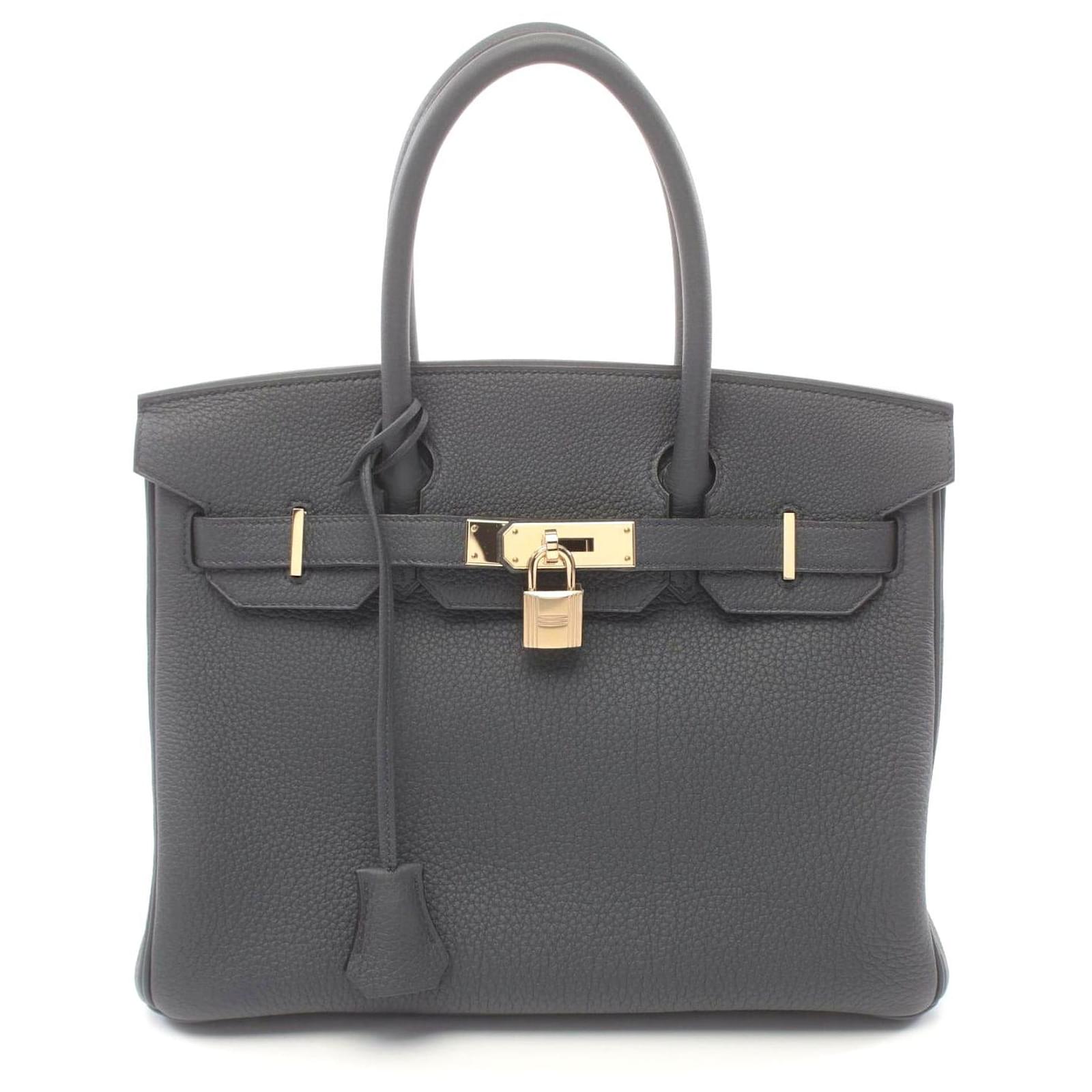 Hermès Hermes Birkin 30 Togo Handbag Gray Grey Leather Pony-style