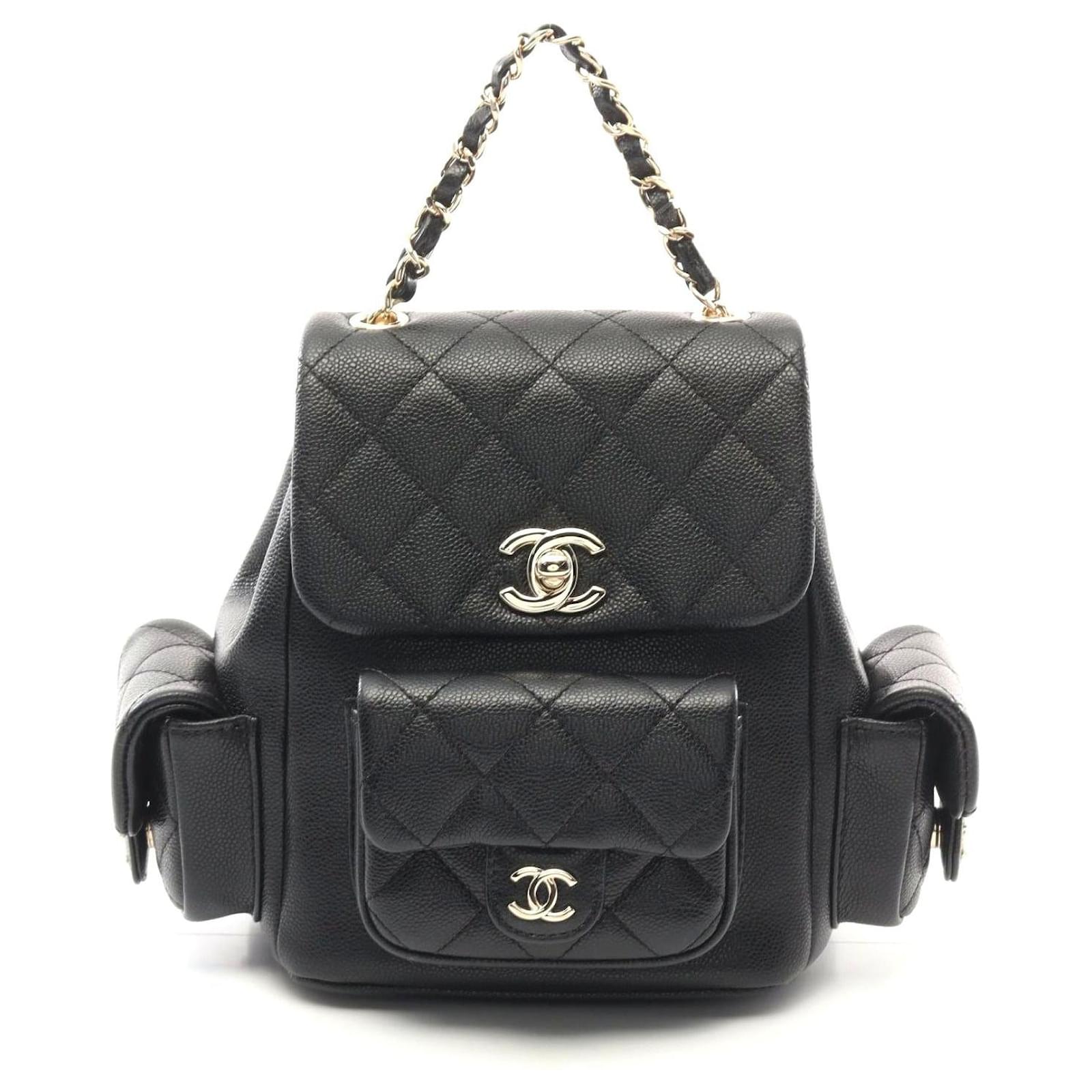 Chanel Caviar Skin Matelasse Backpack Black Leather Pony-style
