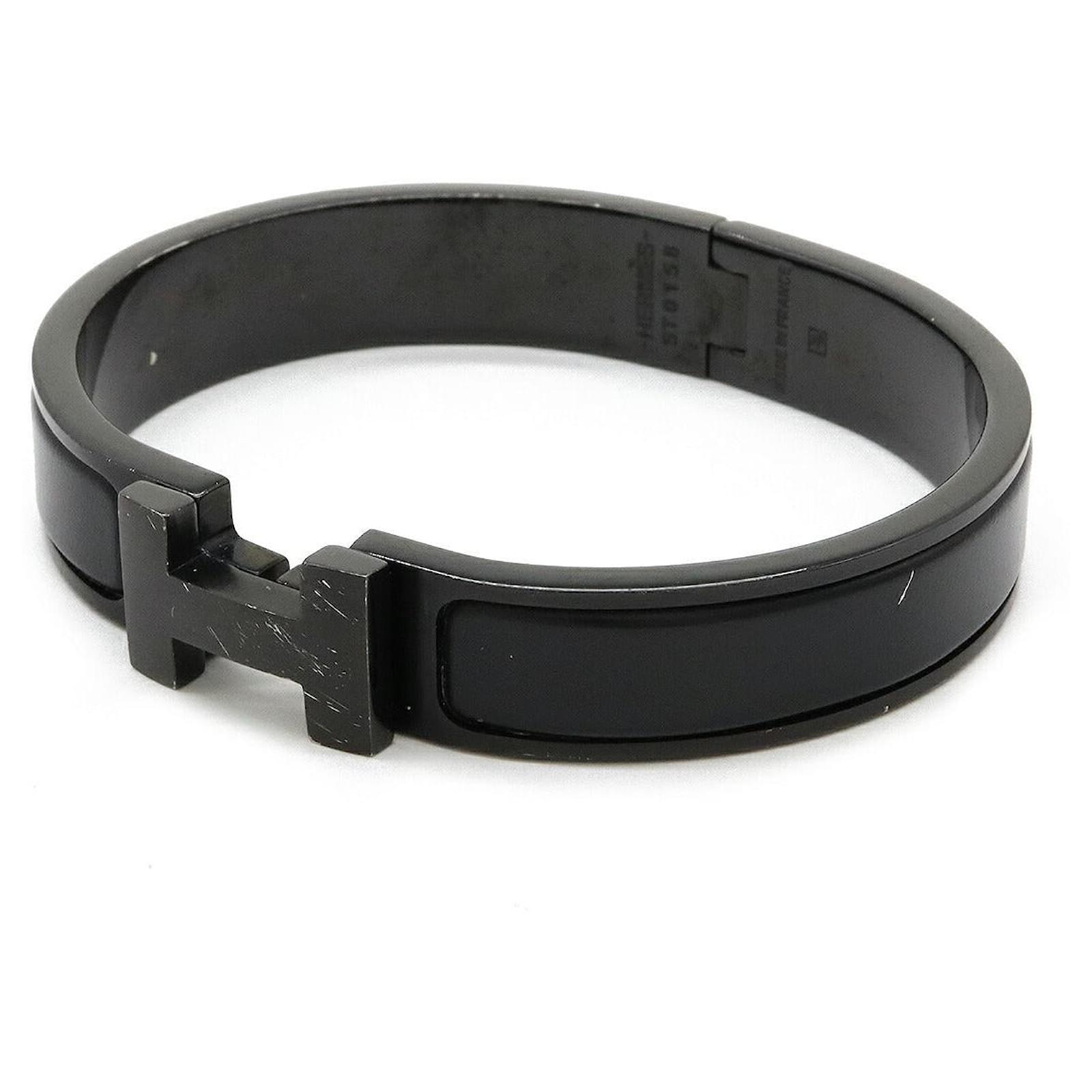 Hermès Hermes Metal Enamel Click HH Bracelet H703203FK01T5 Black